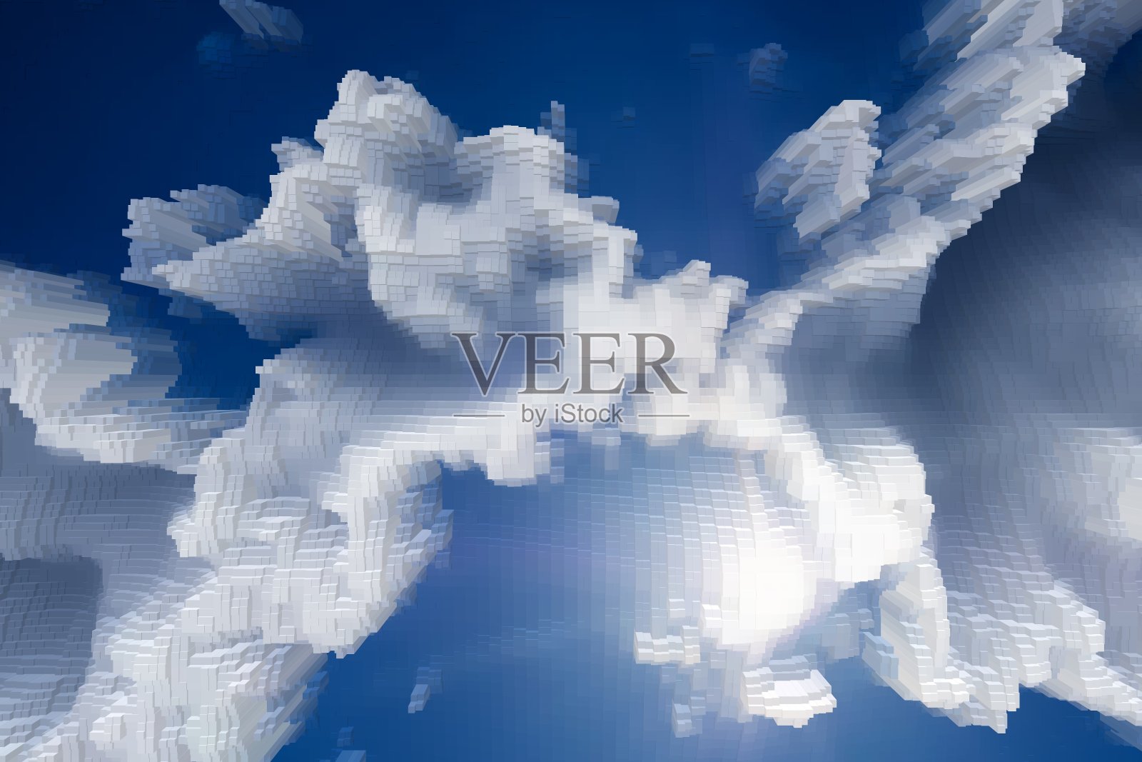 抽象天空背景挤压立方体，插图cloudscape。照片摄影图片