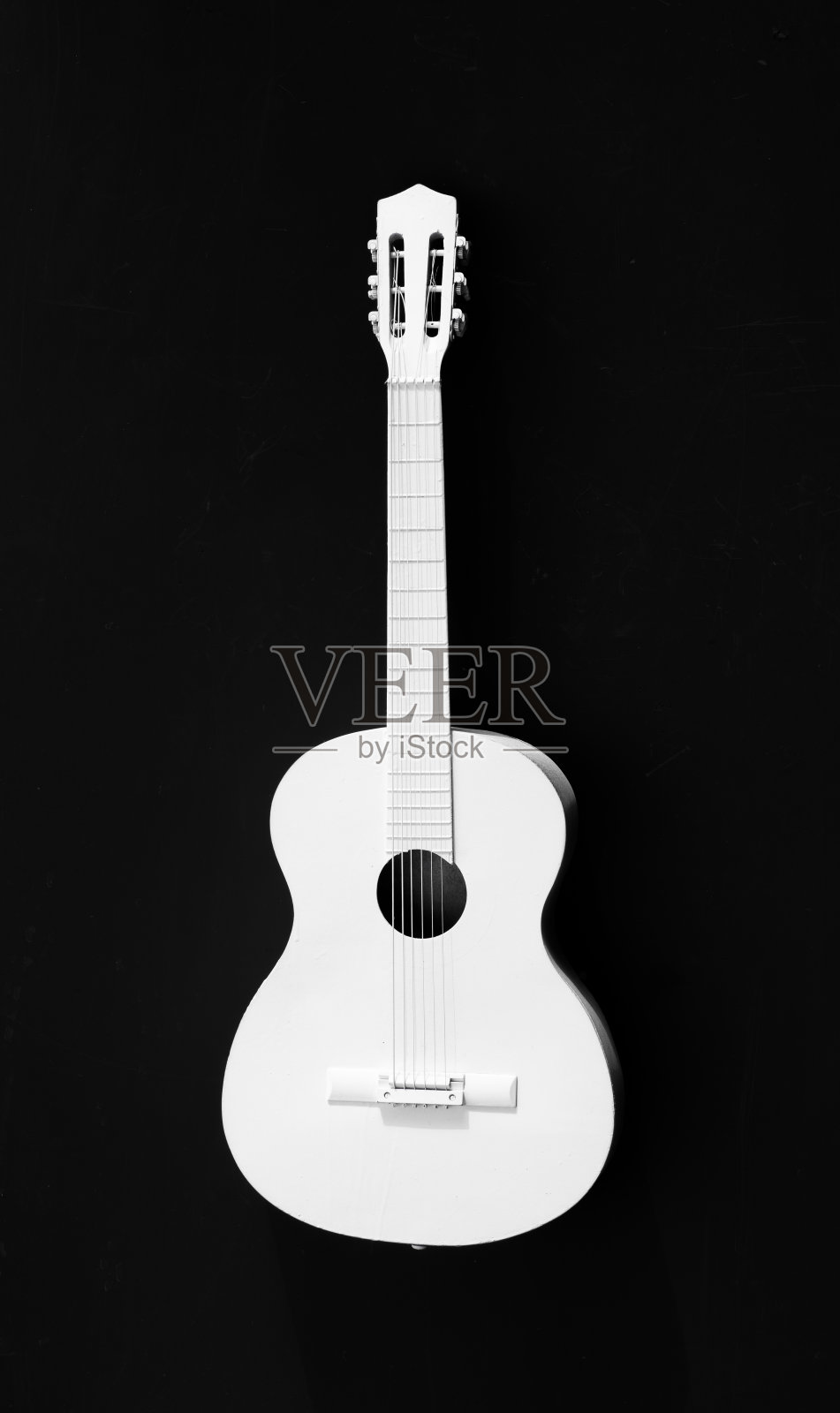 白色吉他孤立在黑色背景照片摄影图片