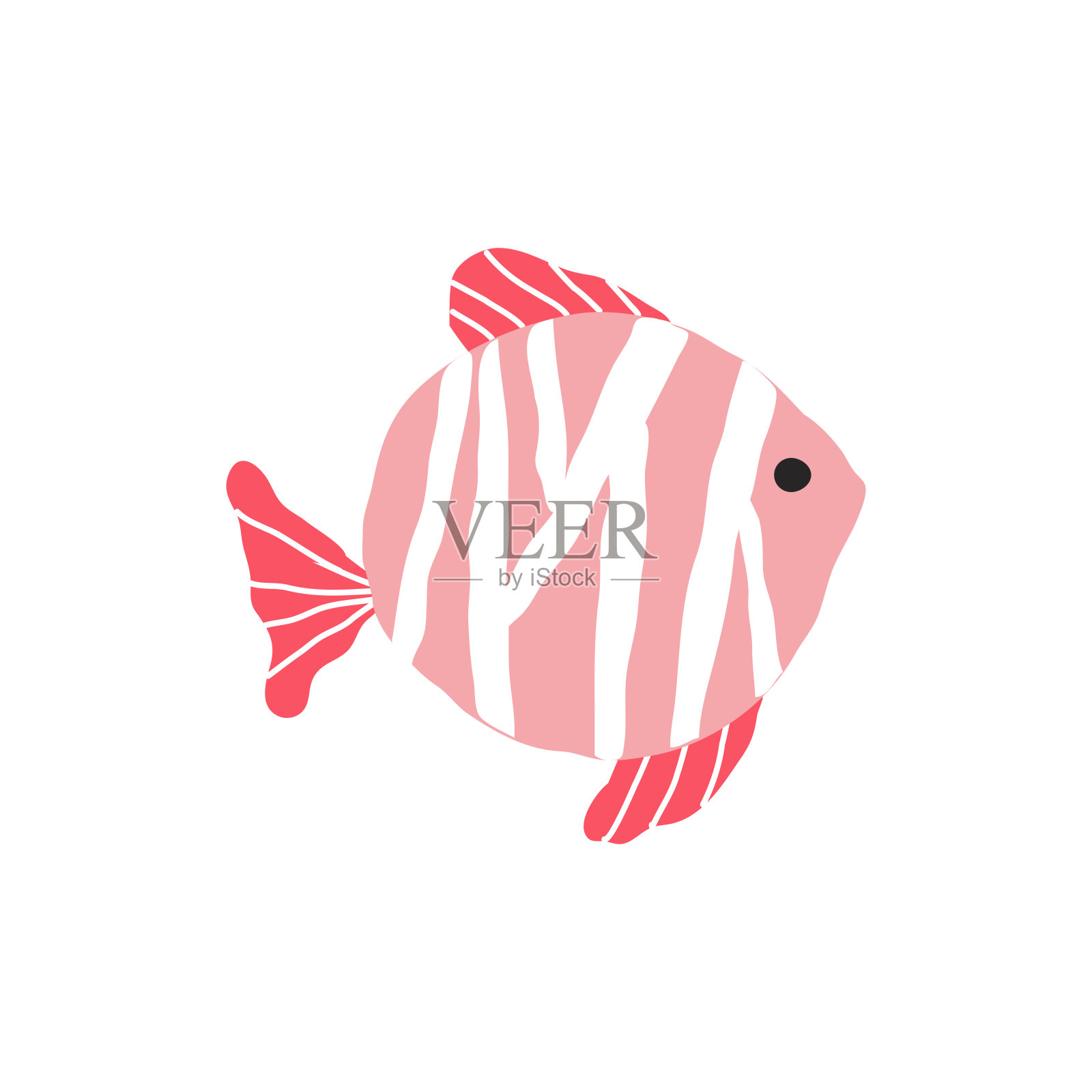 水下生物，红色的鱼孤立在白色，海洋动物织物，纺织品，壁纸，托儿所装饰，版画，幼稚的背景。向量插画图片素材