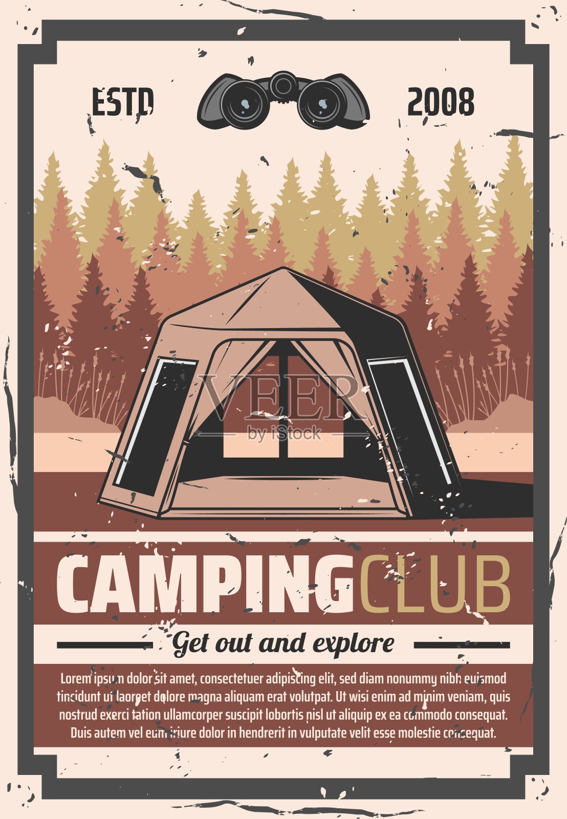 远足俱乐部，森林露营探险旅行插画图片素材