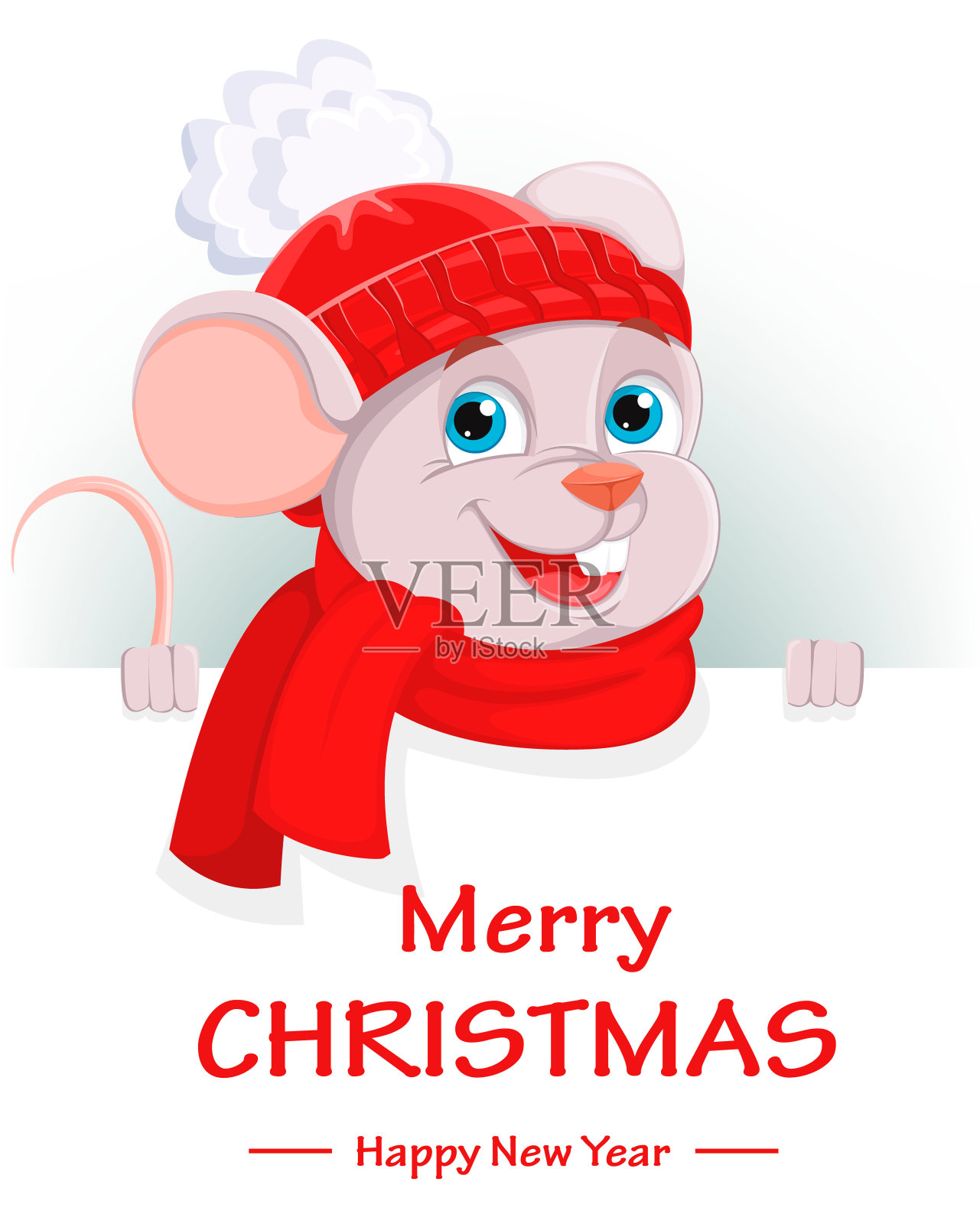 圣诞快乐。有趣的卡通人物鼠标插画图片素材