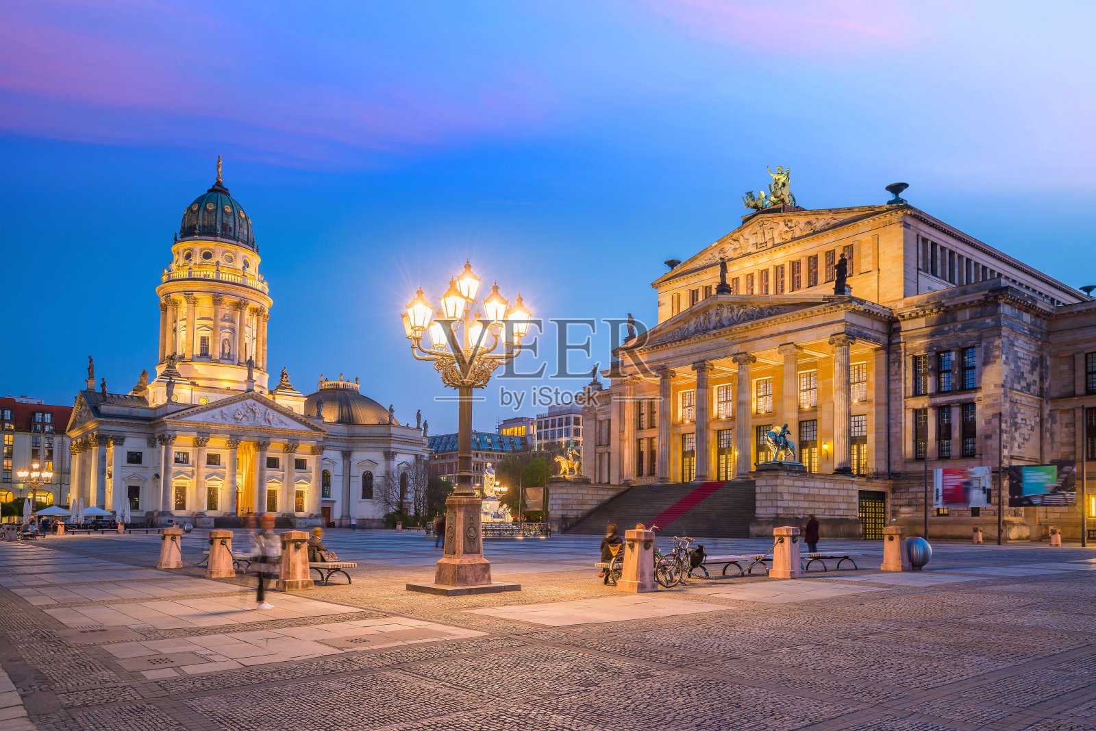 柏林著名的宪兵市场广场日落全景照片摄影图片