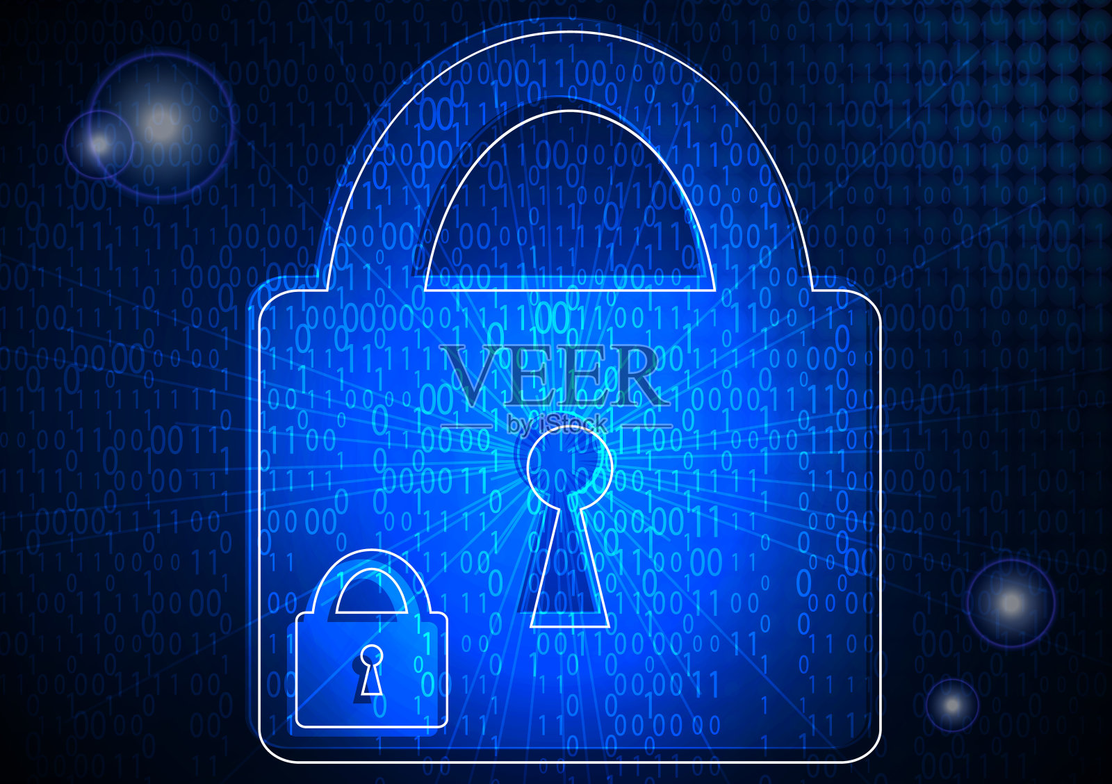 数字锁保护二进制码符号。摘要安全技术是基于全球网络背景下的网络安全。插画图片素材