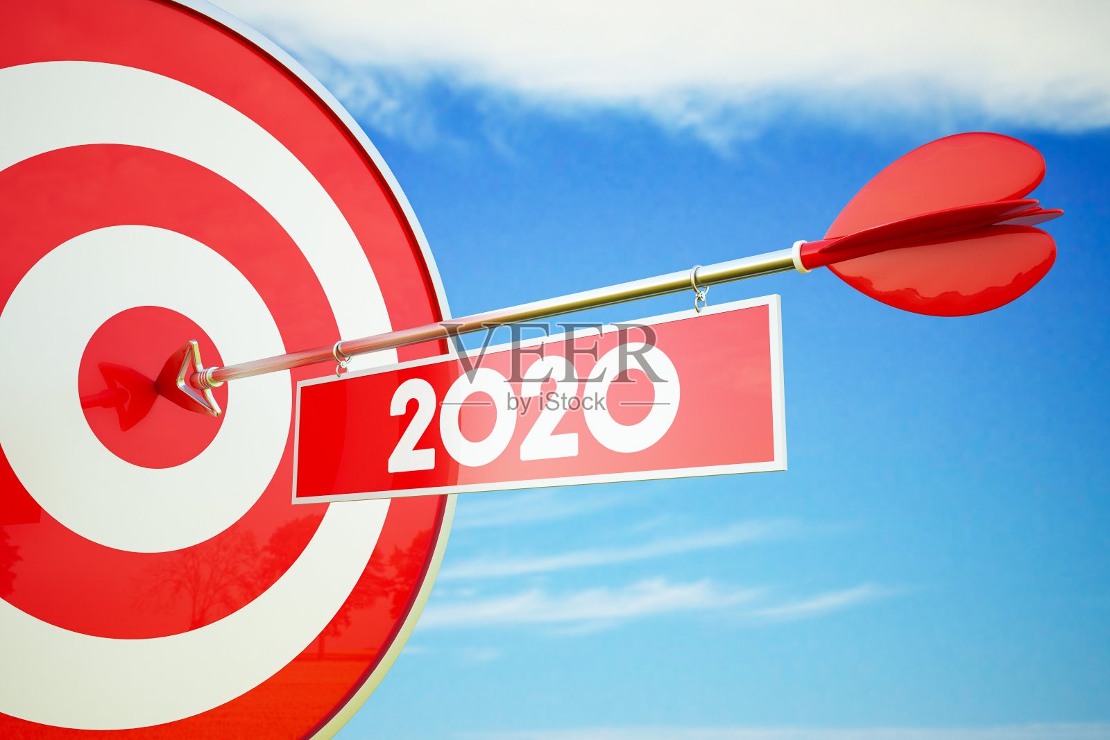 2020年目标计划。飞镖和箭照片摄影图片