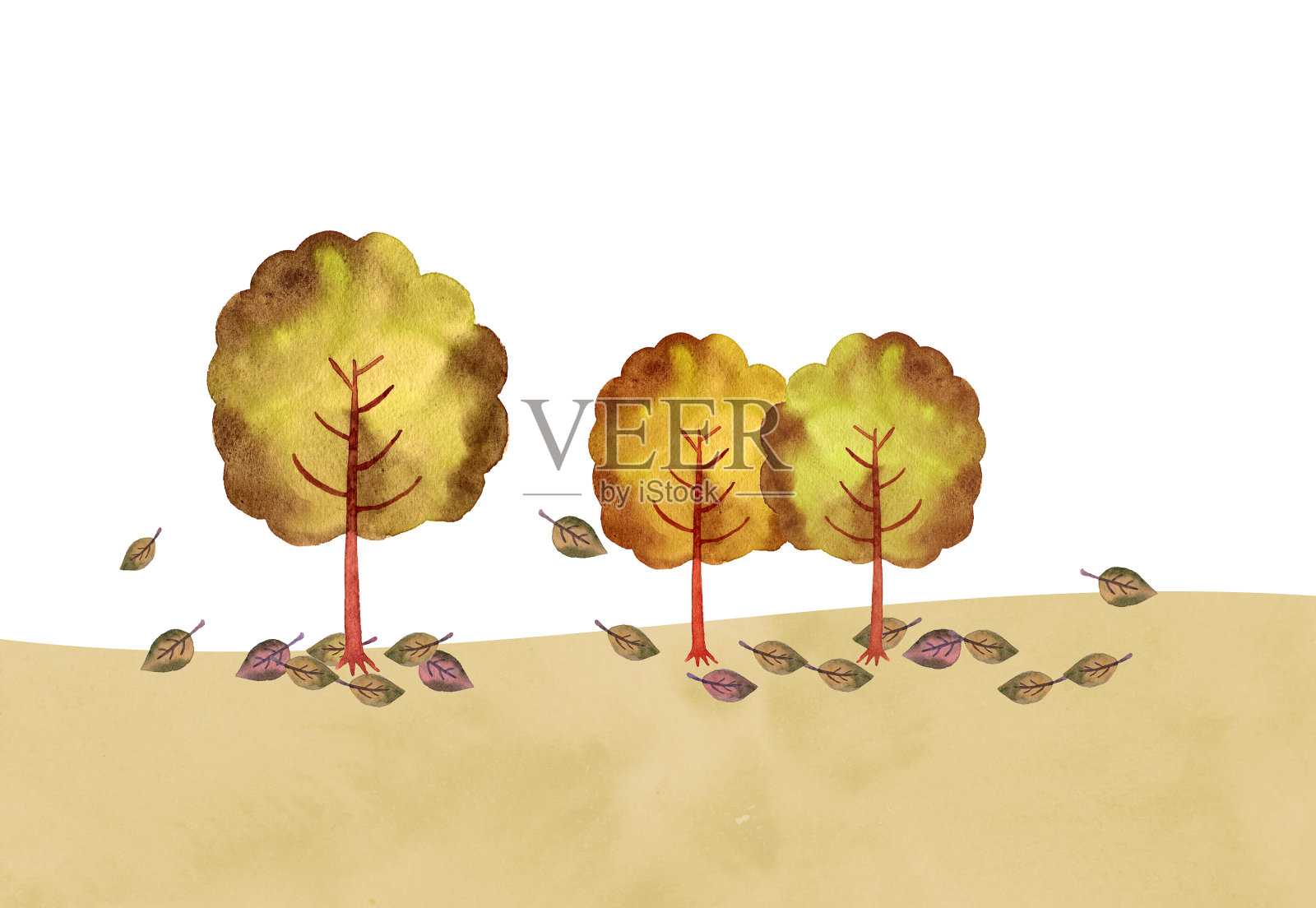 秋天的树插画图片素材