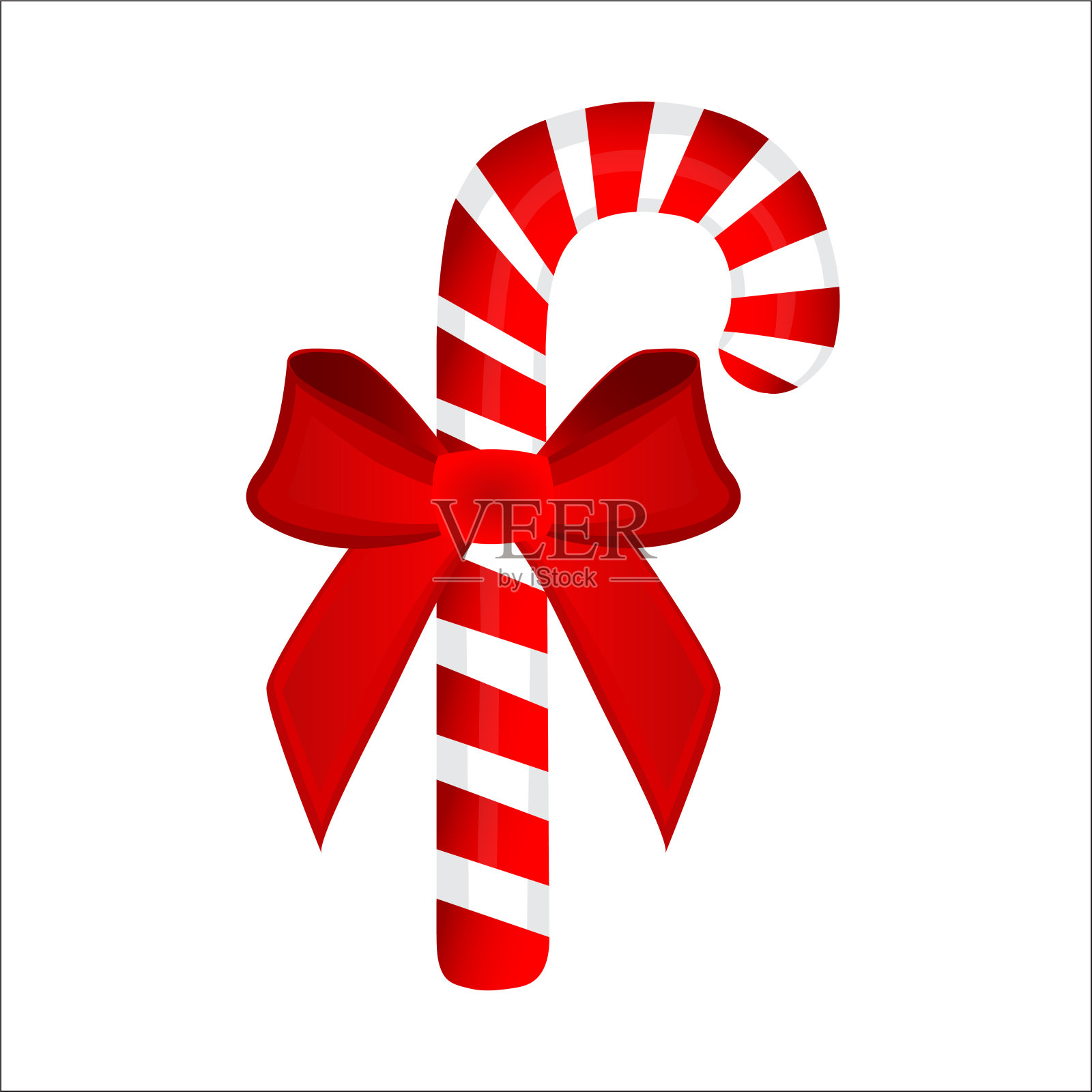 白色背景上的传统圣诞糖果手杖设计元素图片