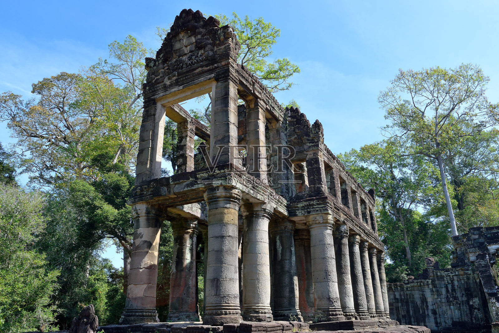 位于柬埔寨吴哥窟的Preah Khan建筑群。照片摄影图片