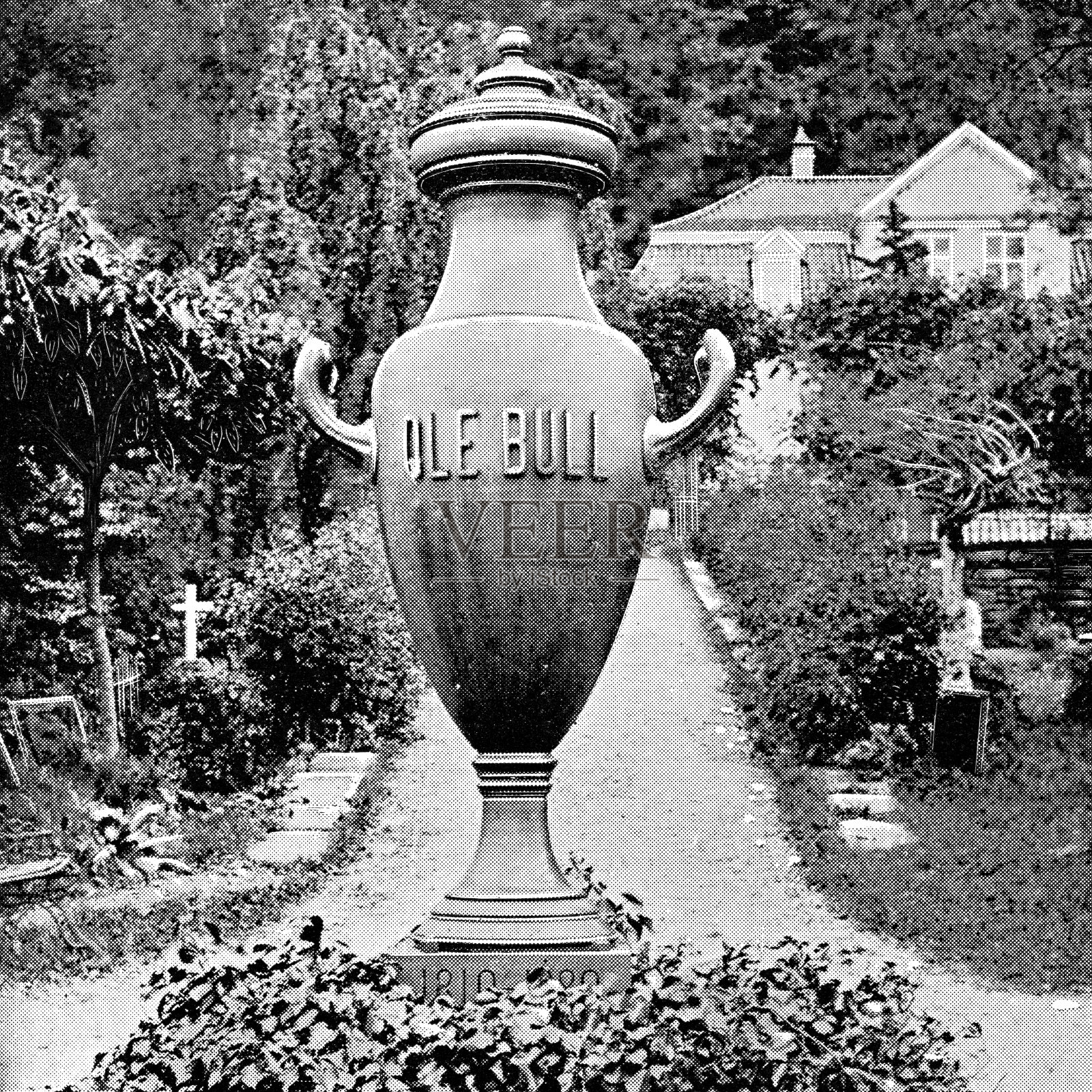 奥勒布尔的坟墓，在协助教堂花园在卑尔根，挪威- 19世纪照片摄影图片