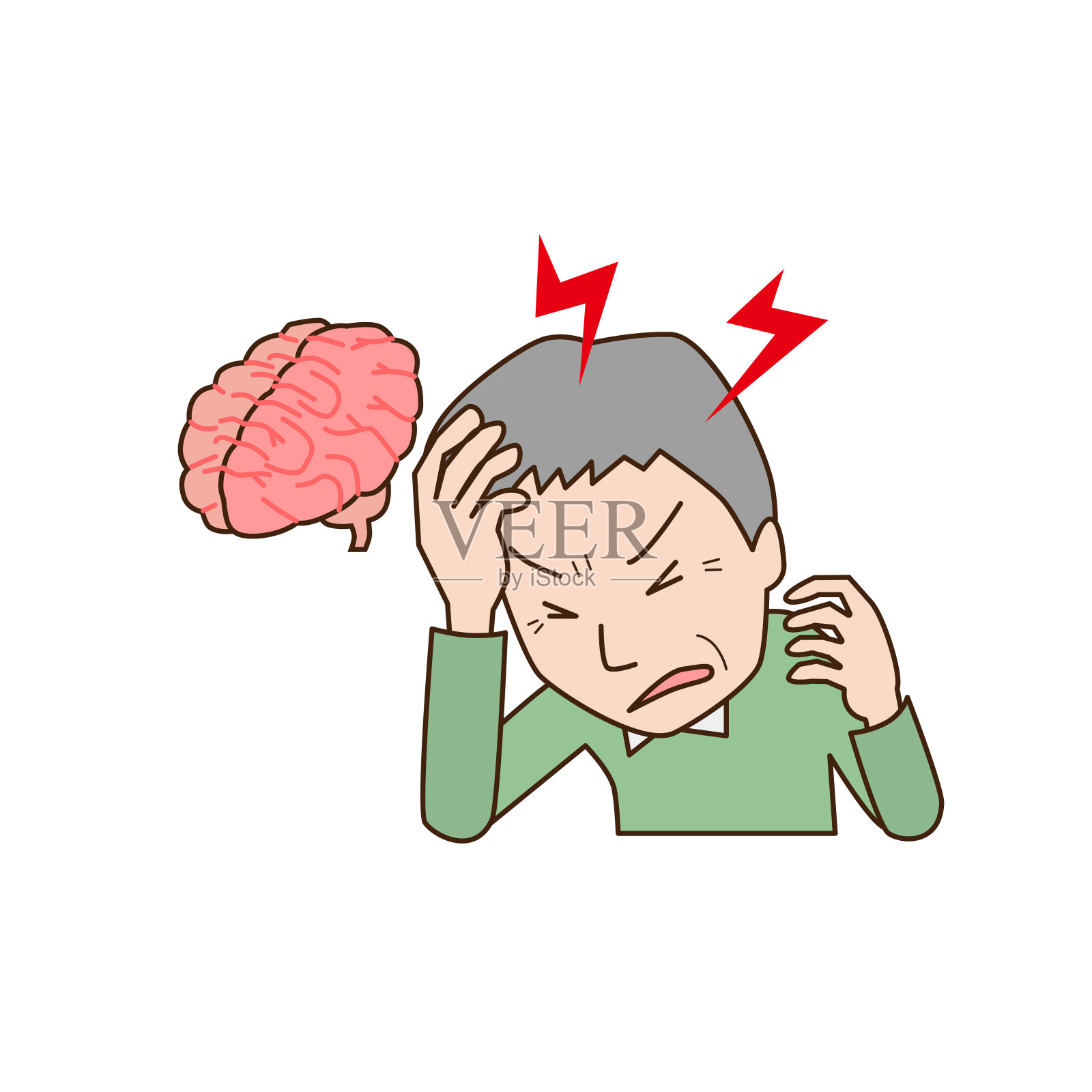 中年男性头痛插画图片素材