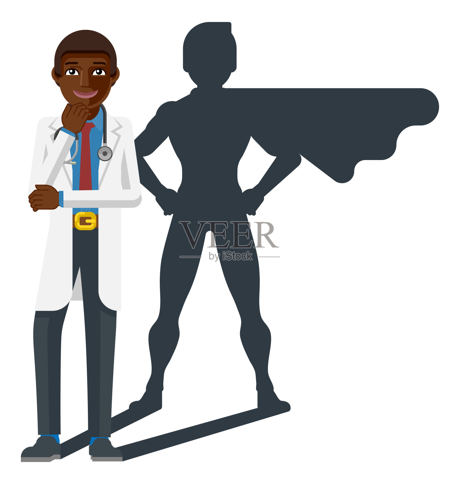 年轻医生超级英雄卡通吉祥物设计元素图片