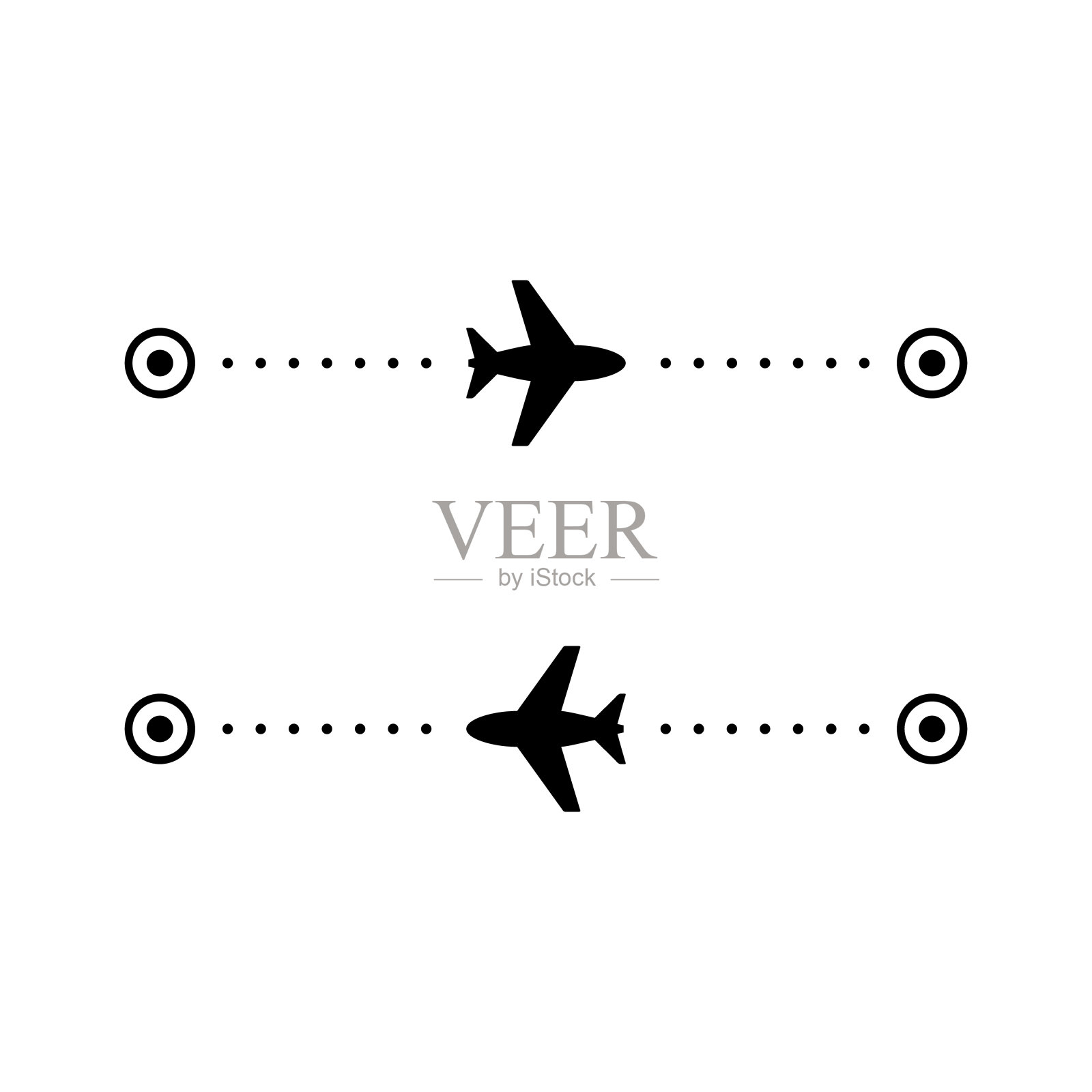 飞机飞行路线字形图标图标素材