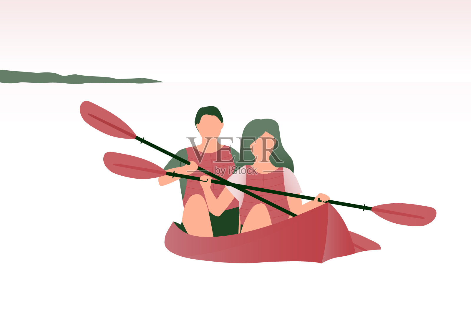 皮艇运动员在皮艇中游泳。海上皮艇插画图片素材
