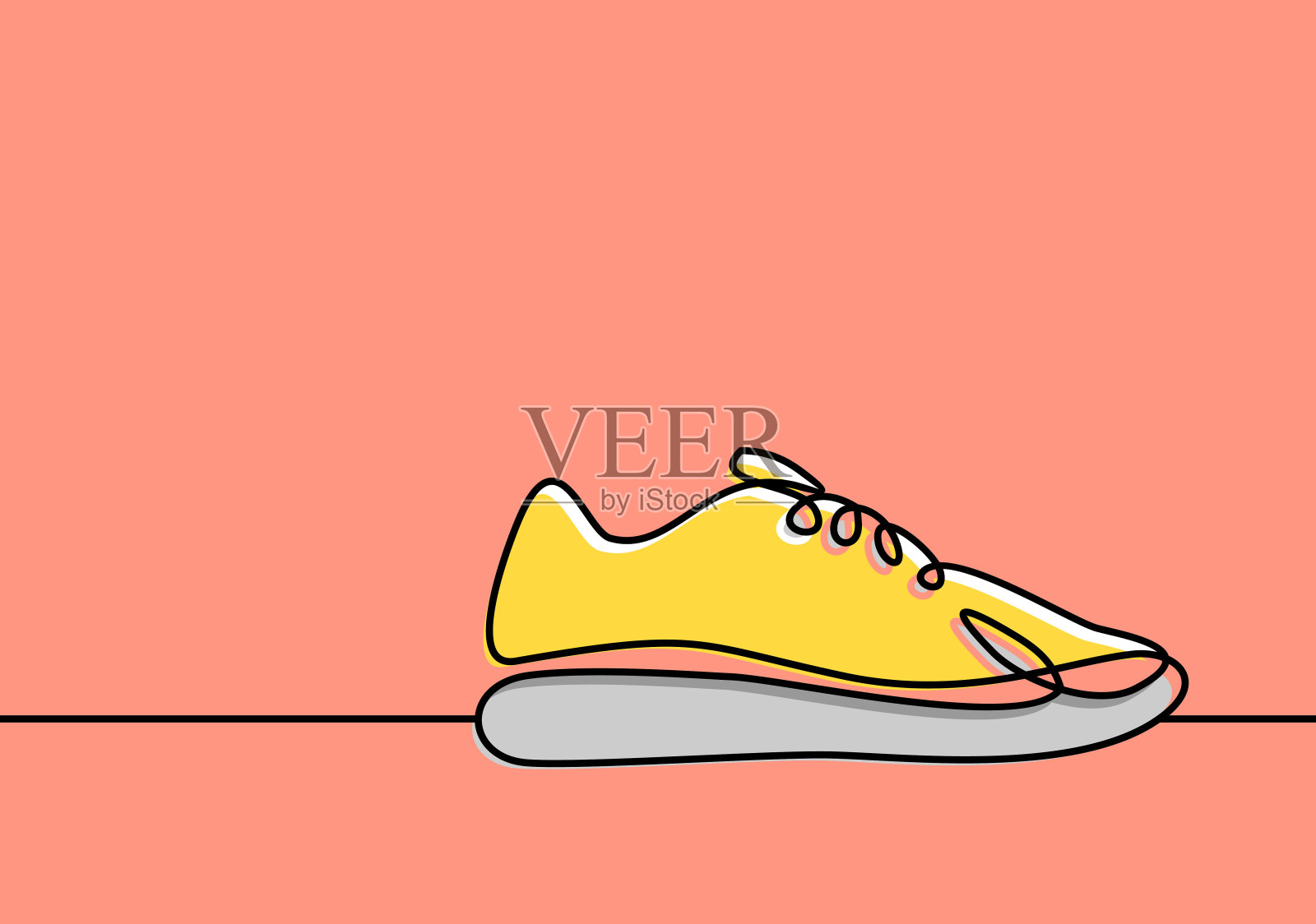 运动鞋的象征。细线时尚图标。插画图片素材