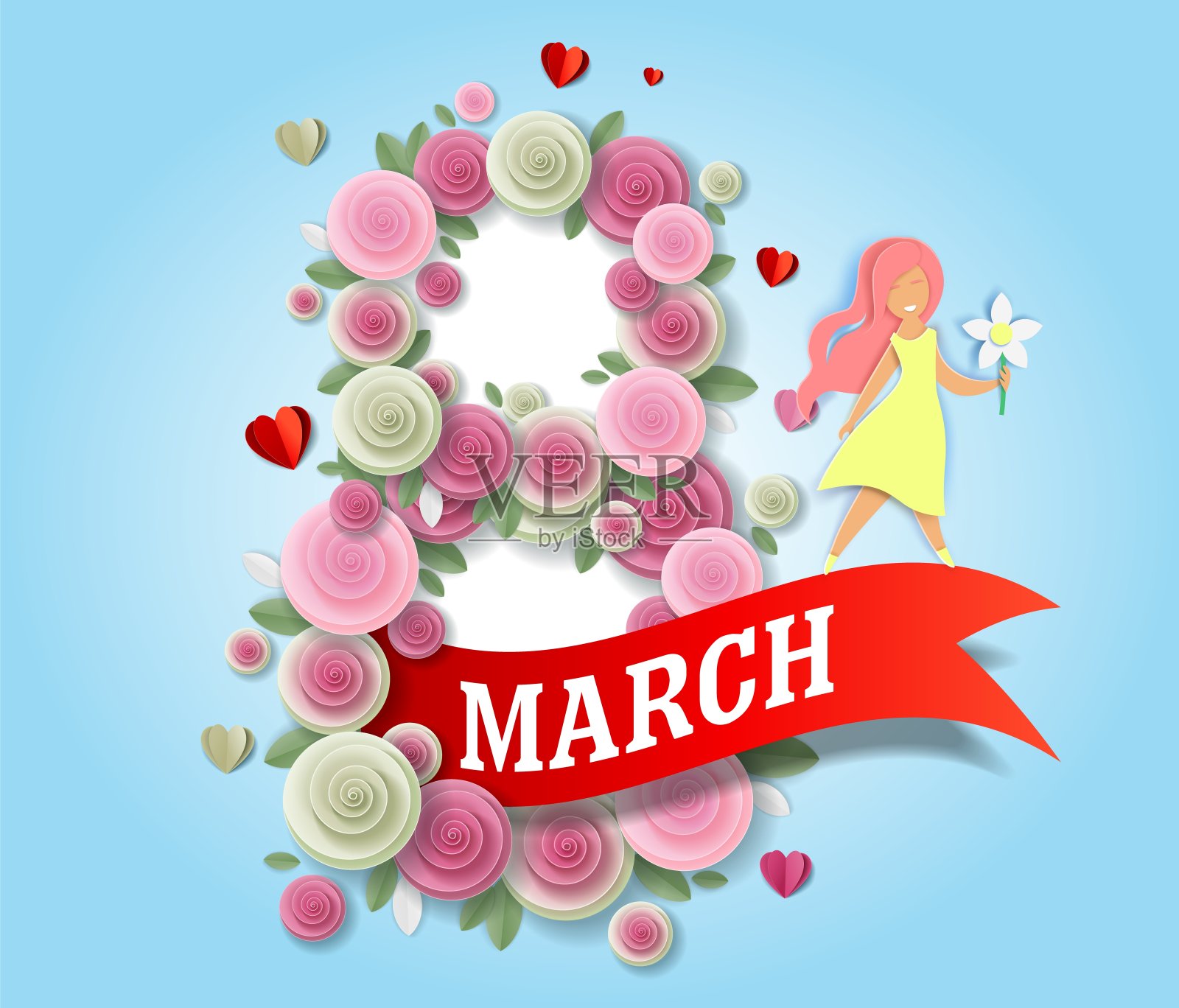 3月8日妇女节贺卡矢量模板插画图片素材