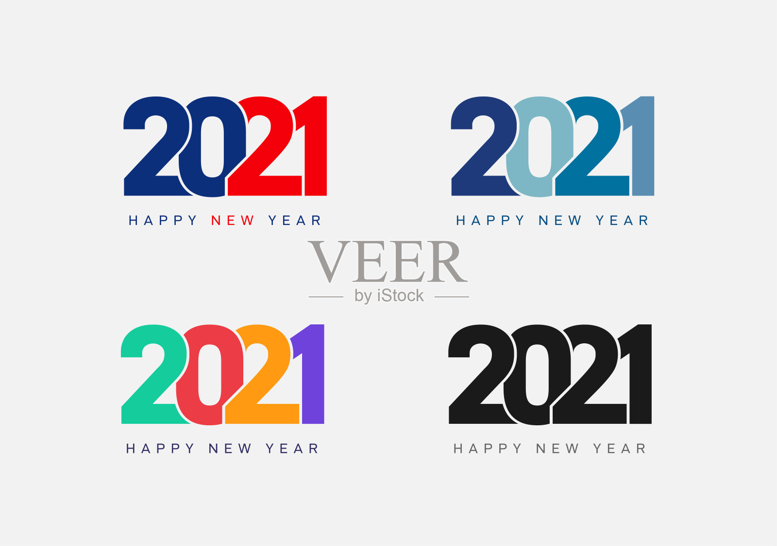 2021年新年快乐标志文字设计。一套封面的商业日记为2021年与愿望。彩色宣传册设计模板，卡片，横幅。节日,矢量图。孤立在白色背景上。插画图片素材