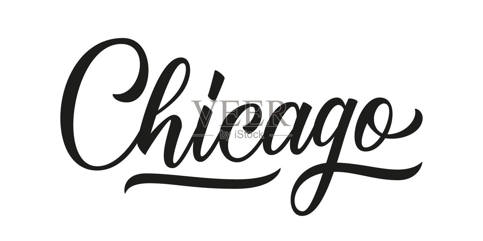 芝加哥手写的铭文。芝加哥城市名称手绘字母孤立在白色背景。书法元素为您的设计。设计元素图片
