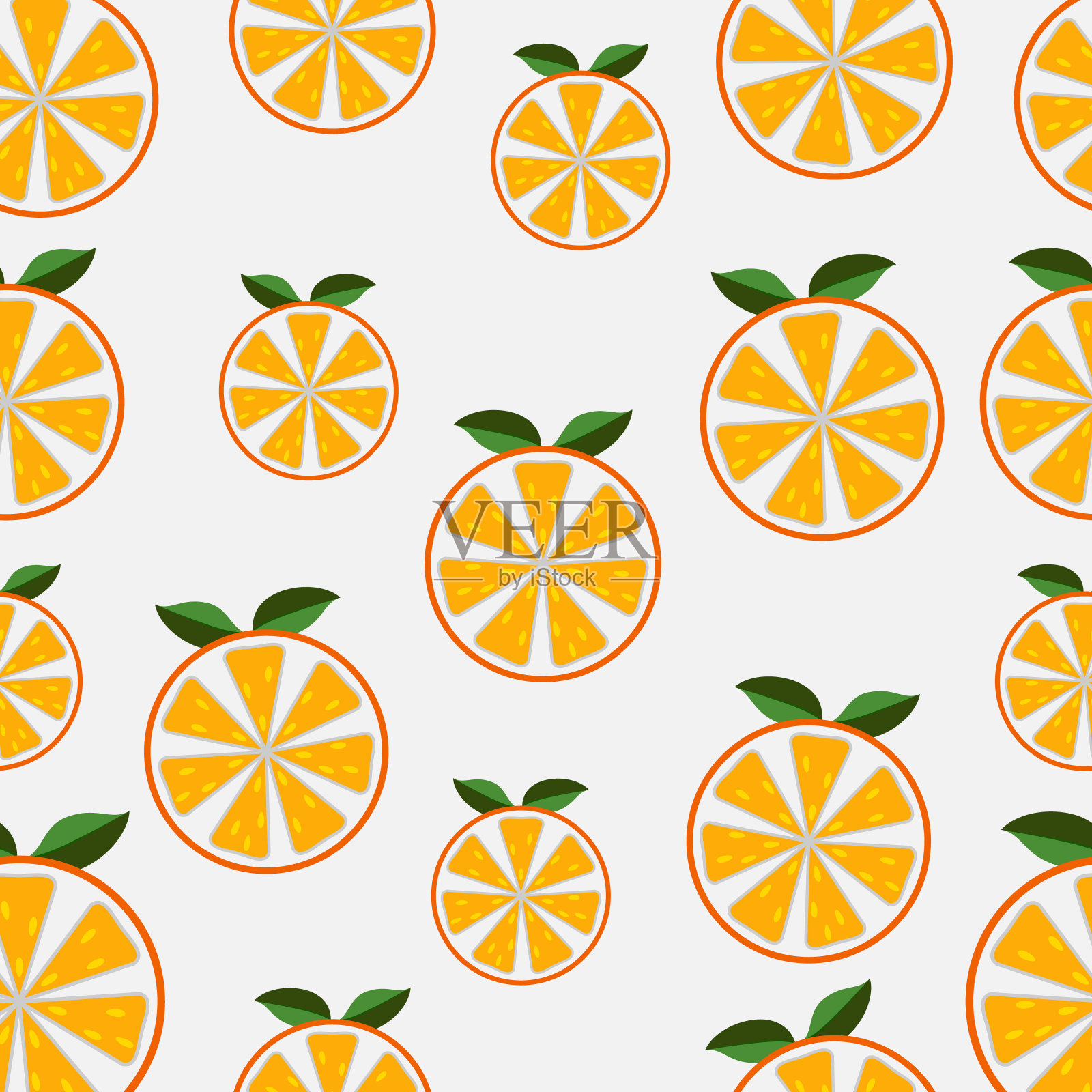 图案与新鲜的橙色切片矢量插图设计元素图片