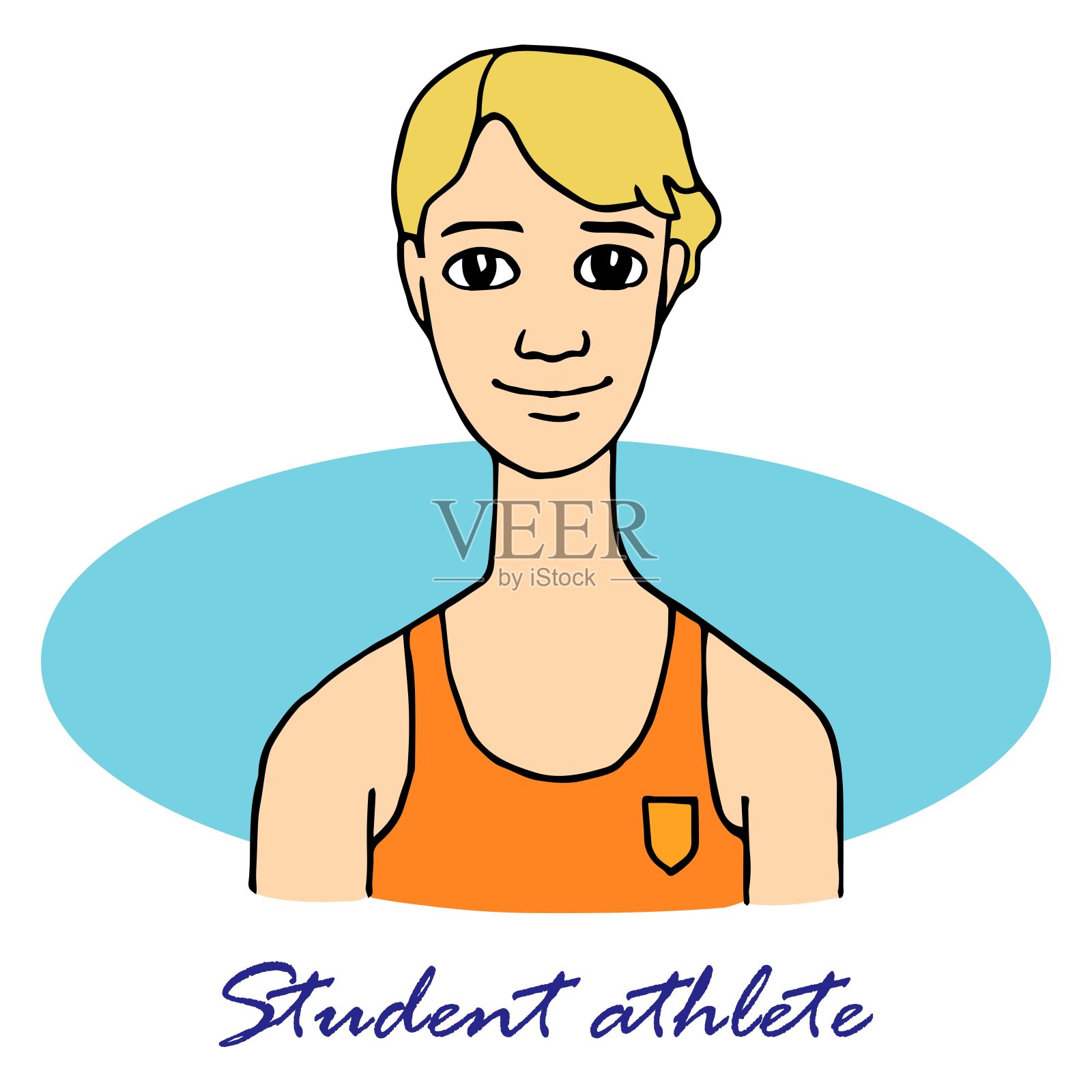 小学生运动员矢量插图人物面孔人手绘插画图片素材