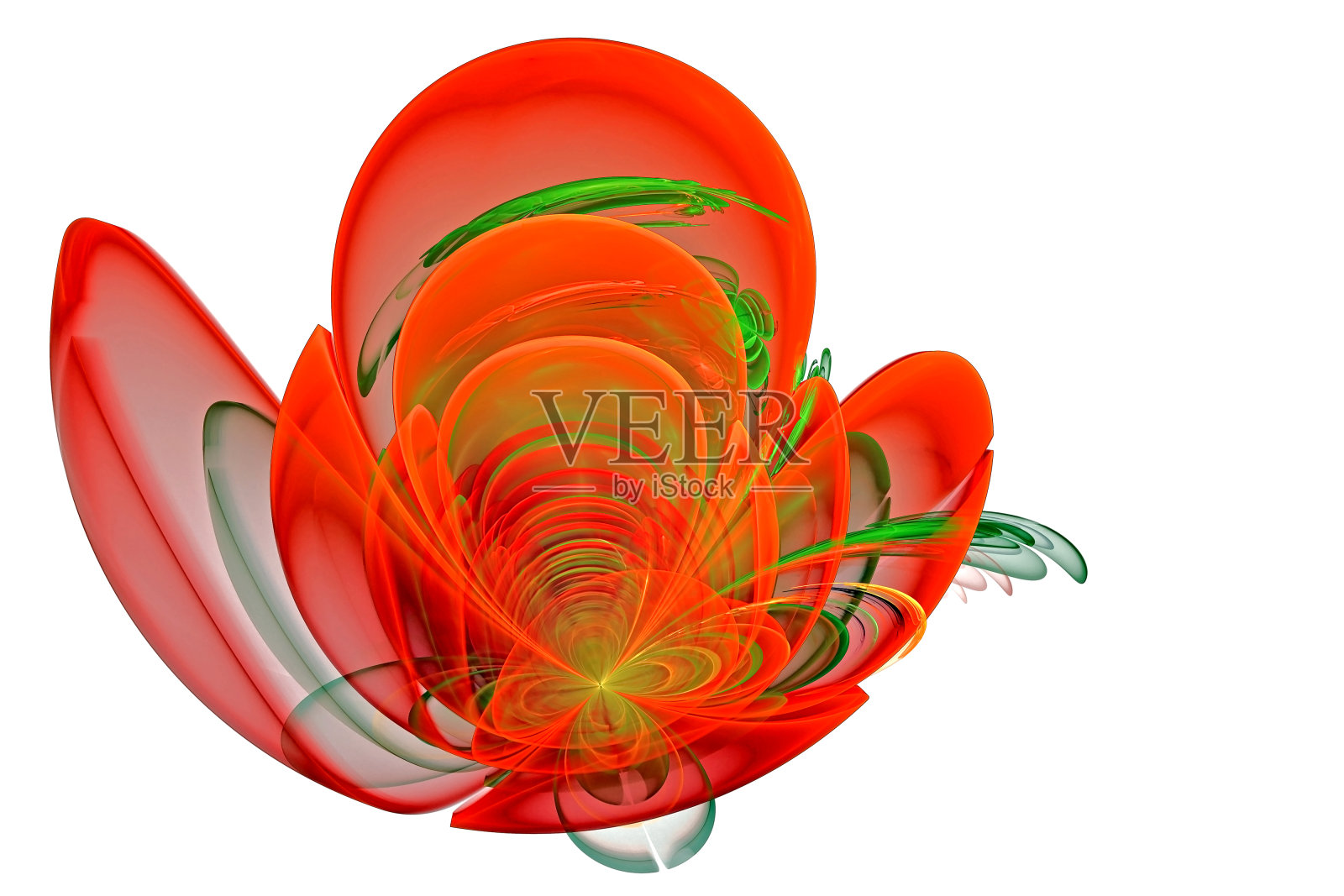 抽象的分形计算机生成的发光的3d花。色彩斑斓的分形画在明亮的背景上就像一朵红色的罂粟花照片摄影图片