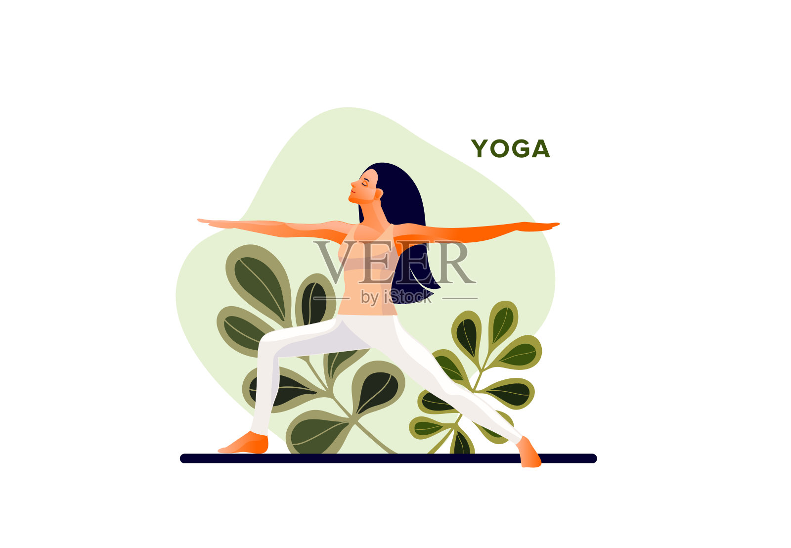女人练瑜伽，做瑜伽姿势。国际瑜伽的一天。插画图片素材