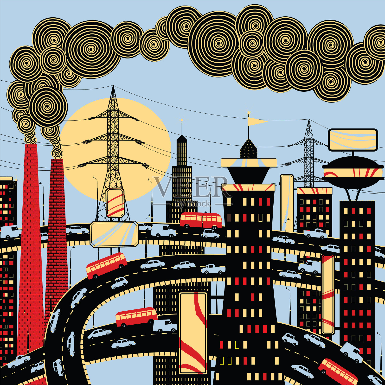 大工业城市插画图片素材