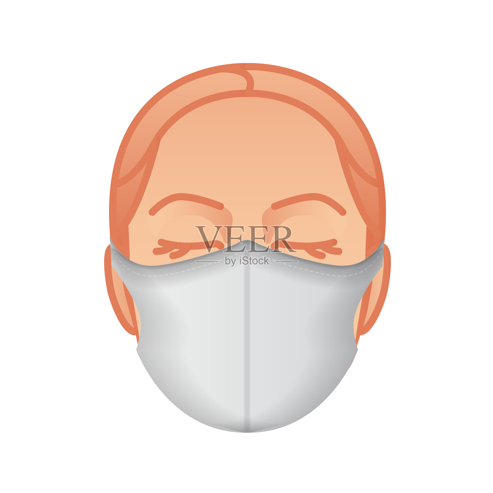 防护面具。女人脸上的白色防尘面具。空气污染矢量图插画图片素材