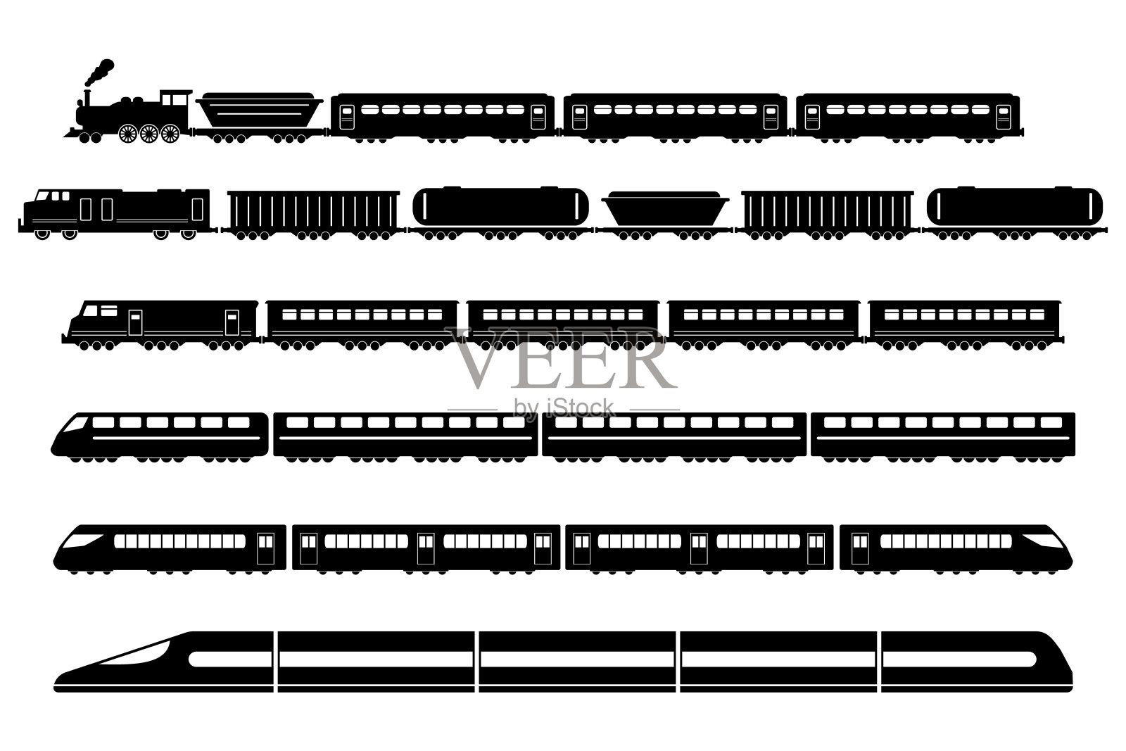 火车铁路地铁矢量图标设置设计元素图片