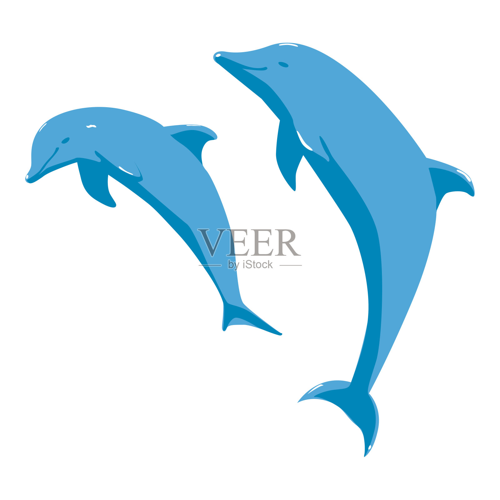 海豚从海面跳起的插图。设计元素图片