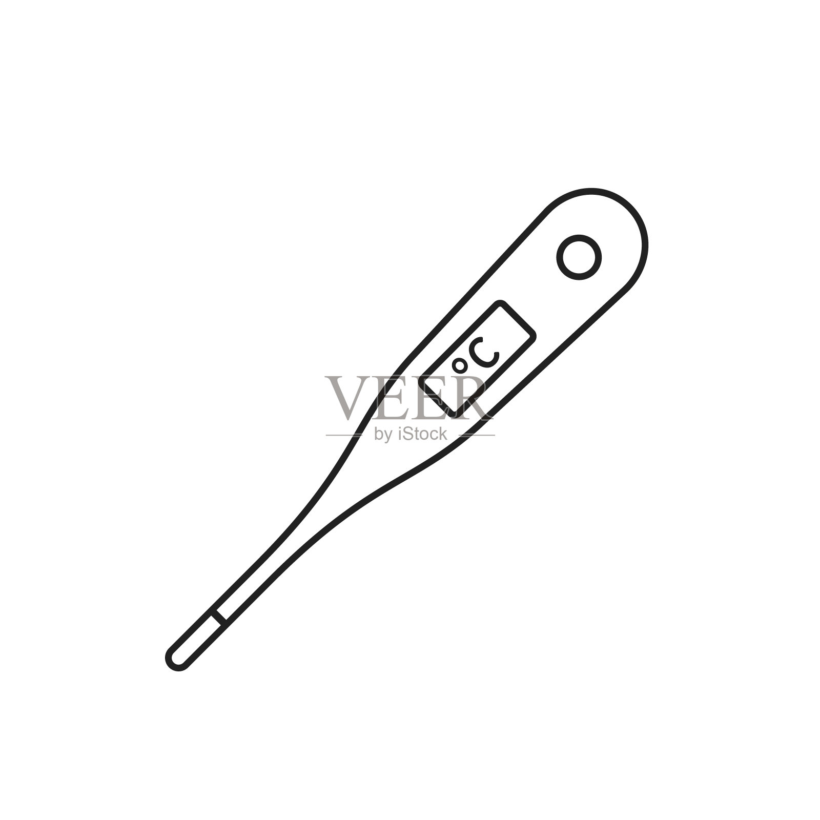 医用温度计电子矢量线图标，简单孤立的平面插图插画图片素材
