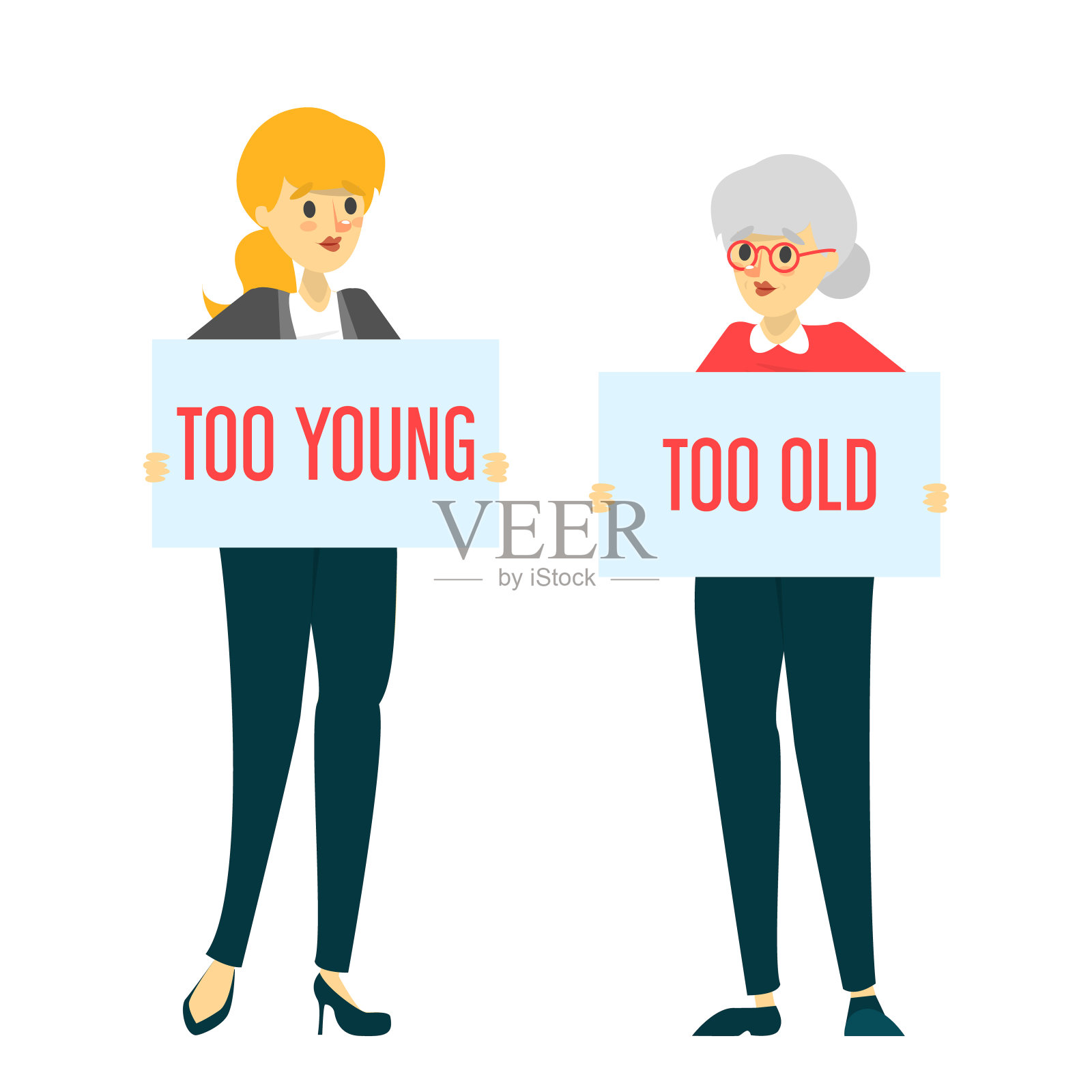 太年轻和太老的女人插画图片素材