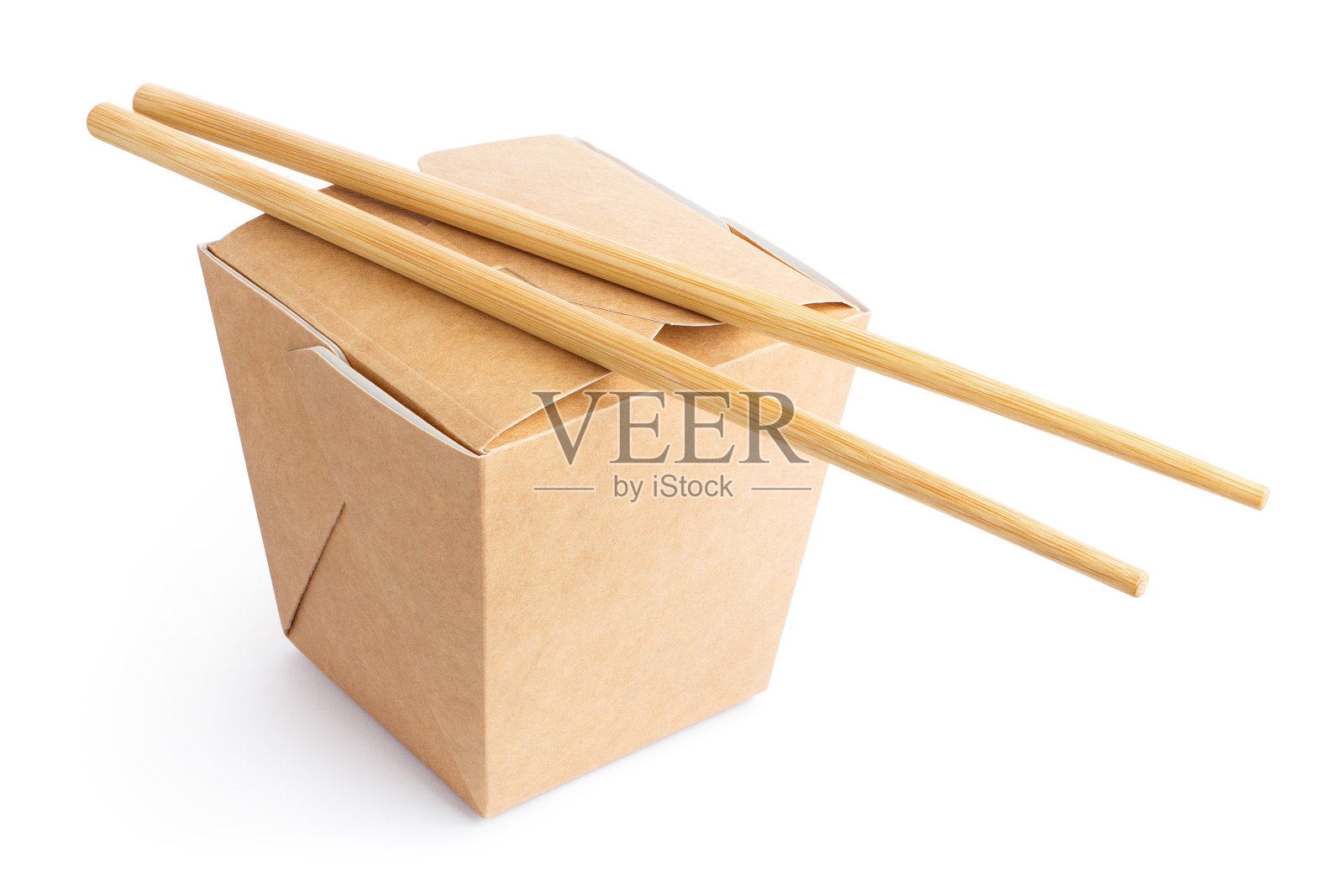 锅盖纸盒用筷子放在白色照片摄影图片