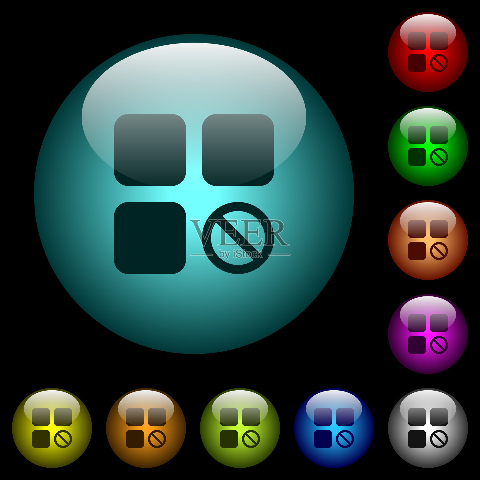 组件禁用的彩色玻璃按钮图标图标素材