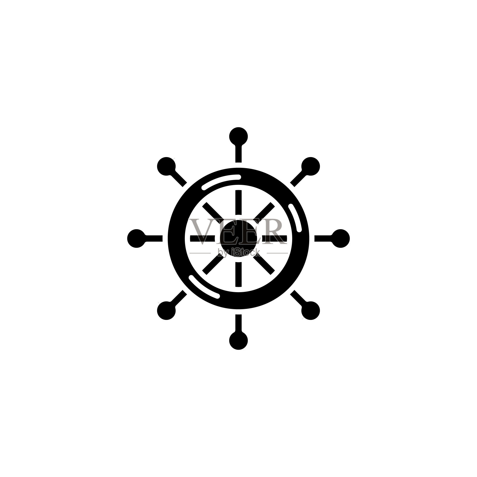 方向盘黑色图标概念。方向盘平矢量符号、符号、说明。设计元素图片