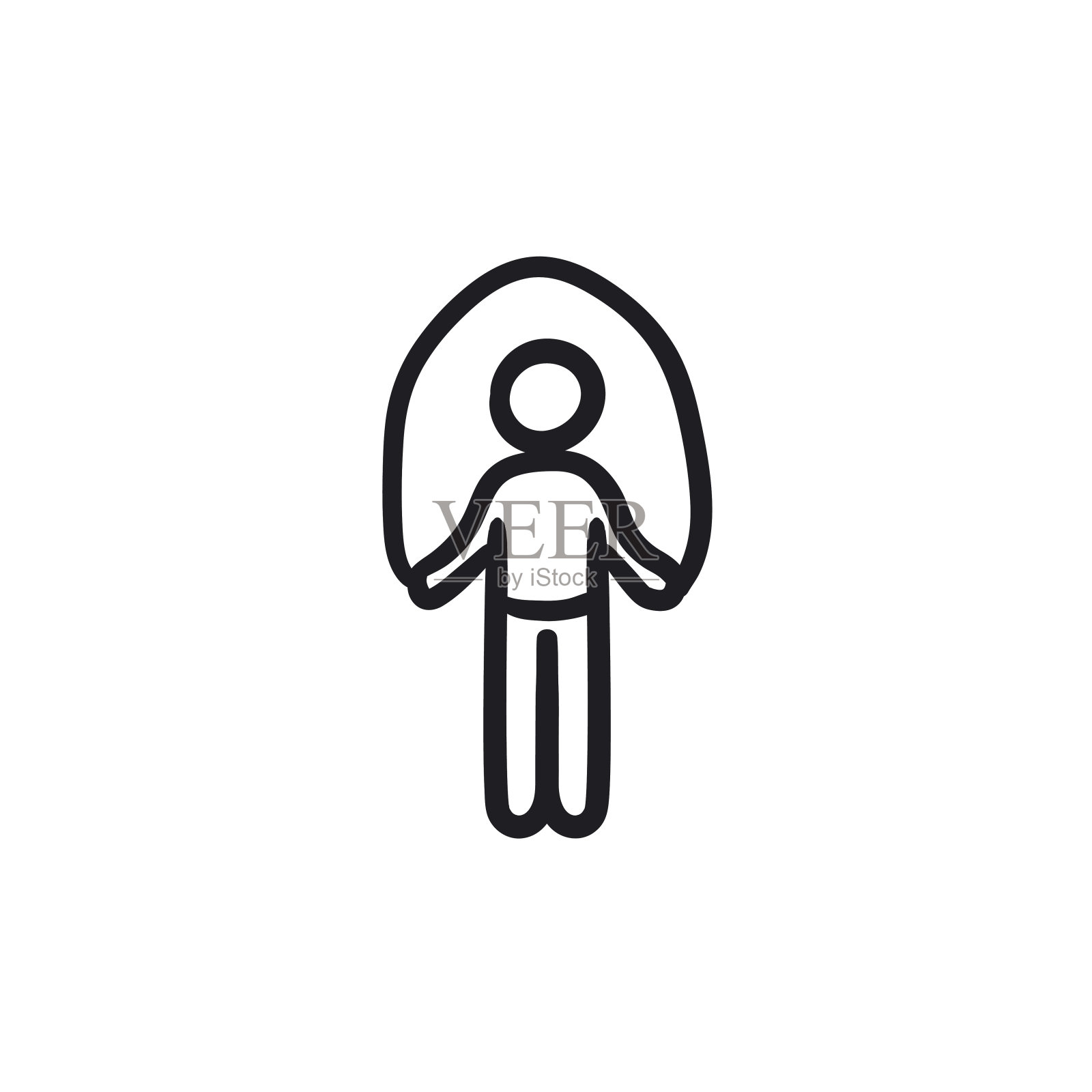 男子锻炼跳绳素描图标图标素材