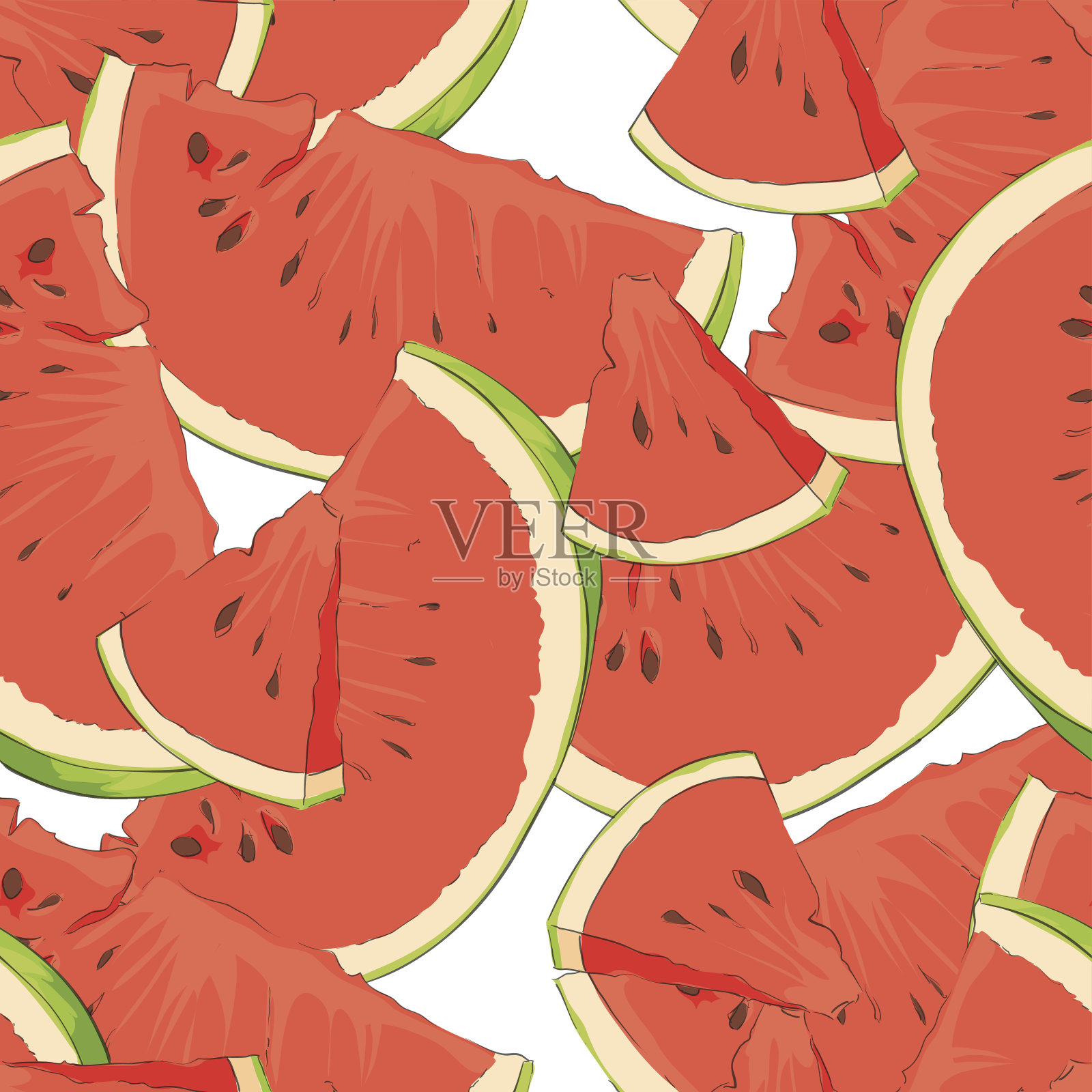 夏天多汁的西瓜插画图片素材