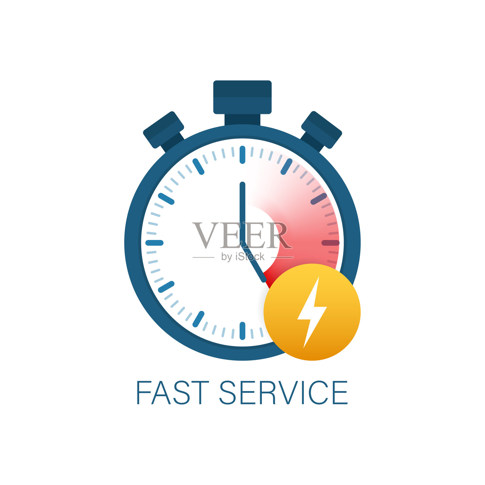 快速服务。快捷的送货图标，及时的服务，秒表。矢量插图。插画图片素材