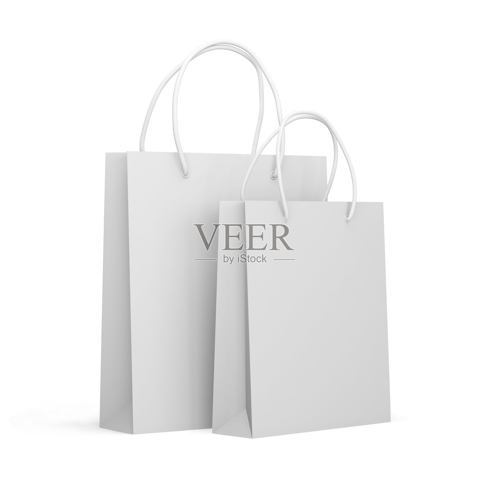 模拟纸包装孤立在一个白色的背景，购物袋照片摄影图片