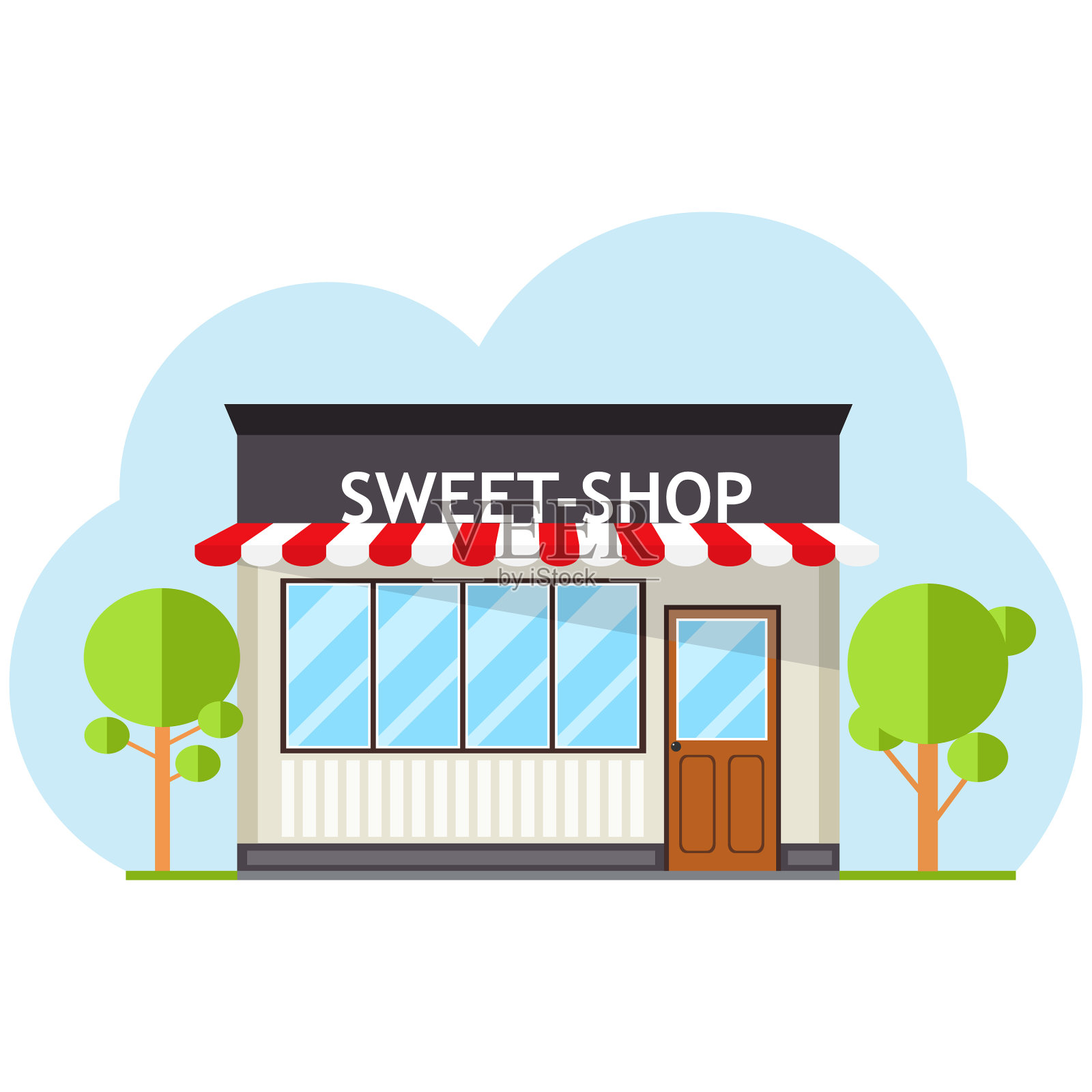 糕点和甜品店。中小企业的概念。时尚糖果店。糖果零售。设计元素图片
