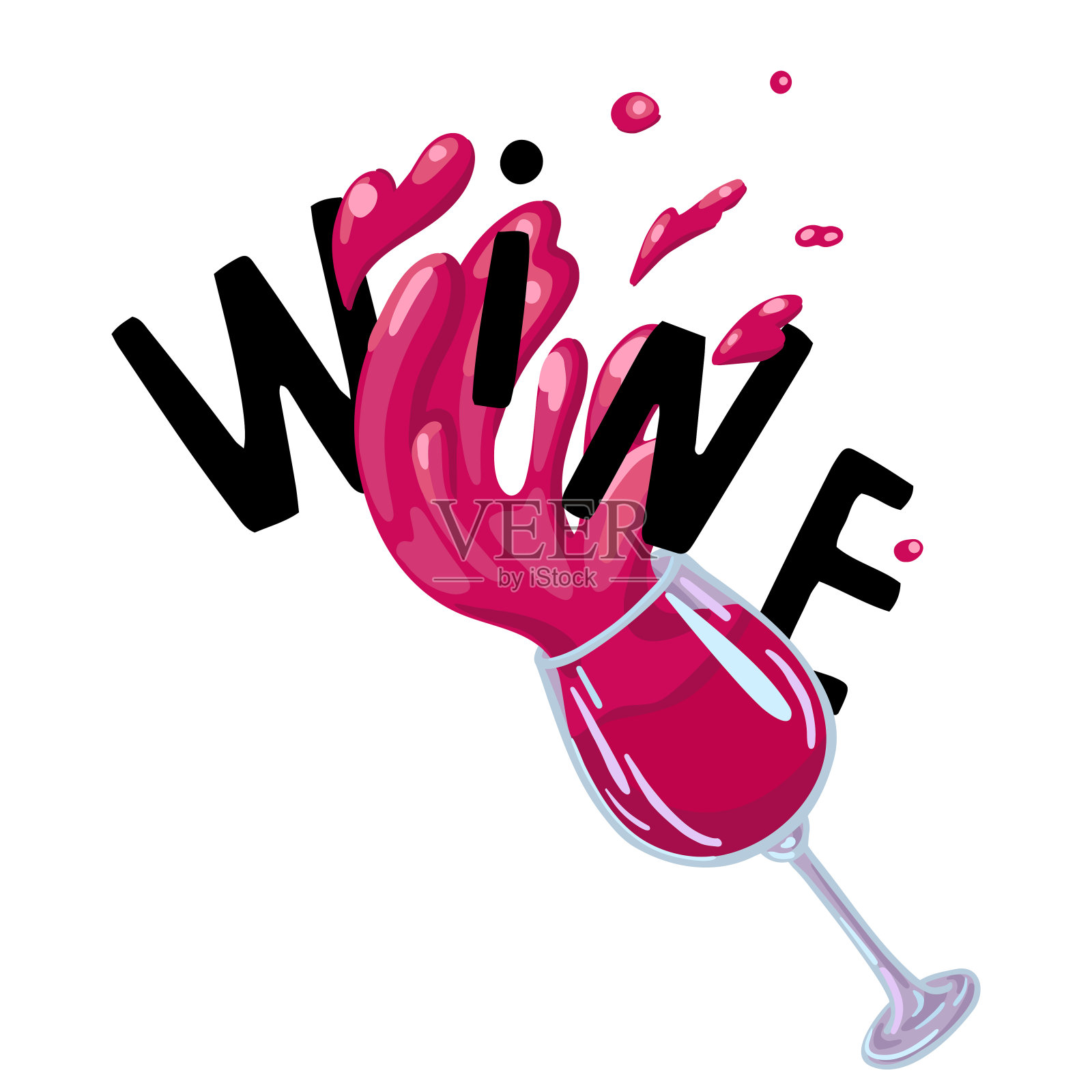 红酒概念与字母。矢量插图上的白色背景。插画图片素材