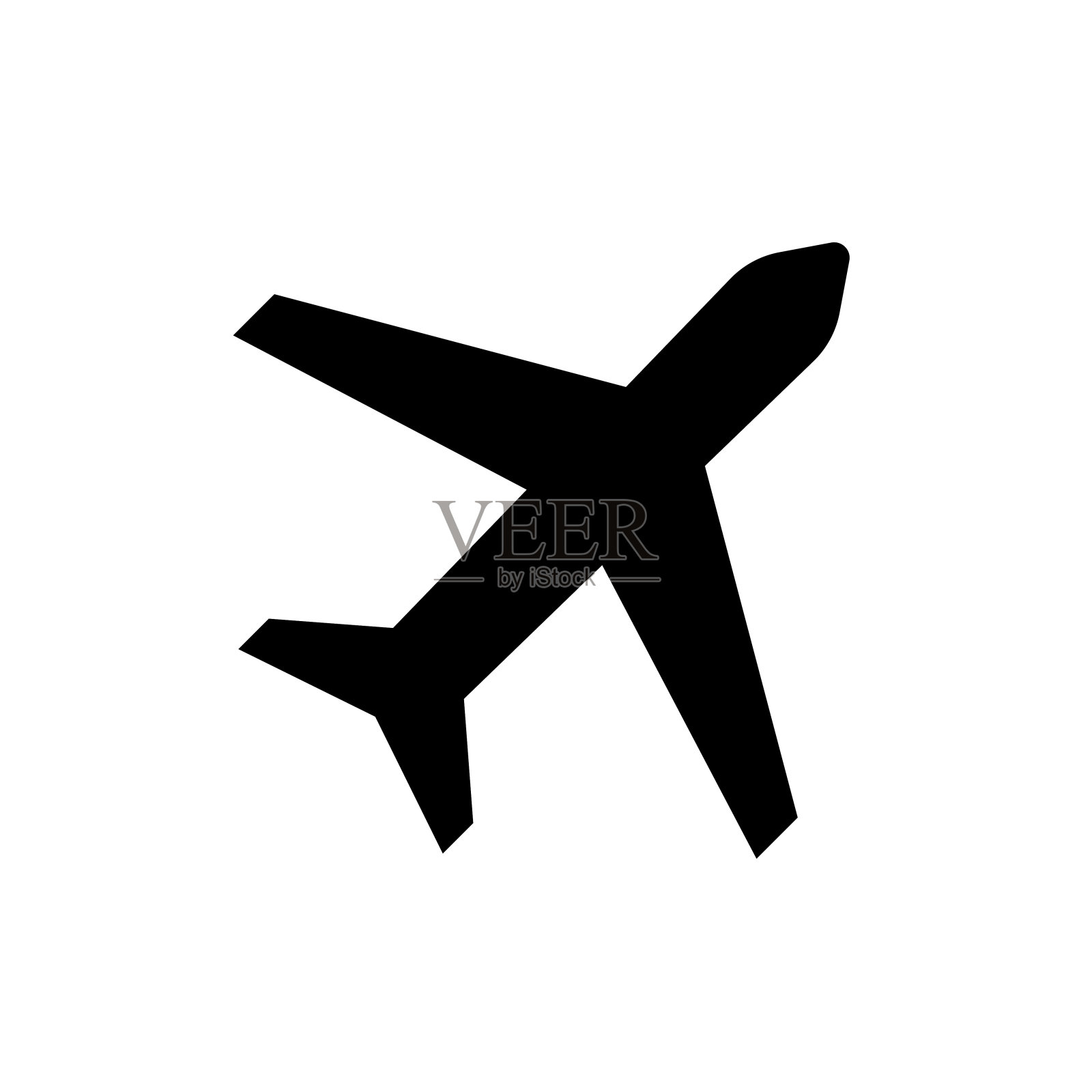平面矢量图标孤立元素。黑色平面矢量图标。黑色飞机标志符号。抽象的平面模板。图标素材