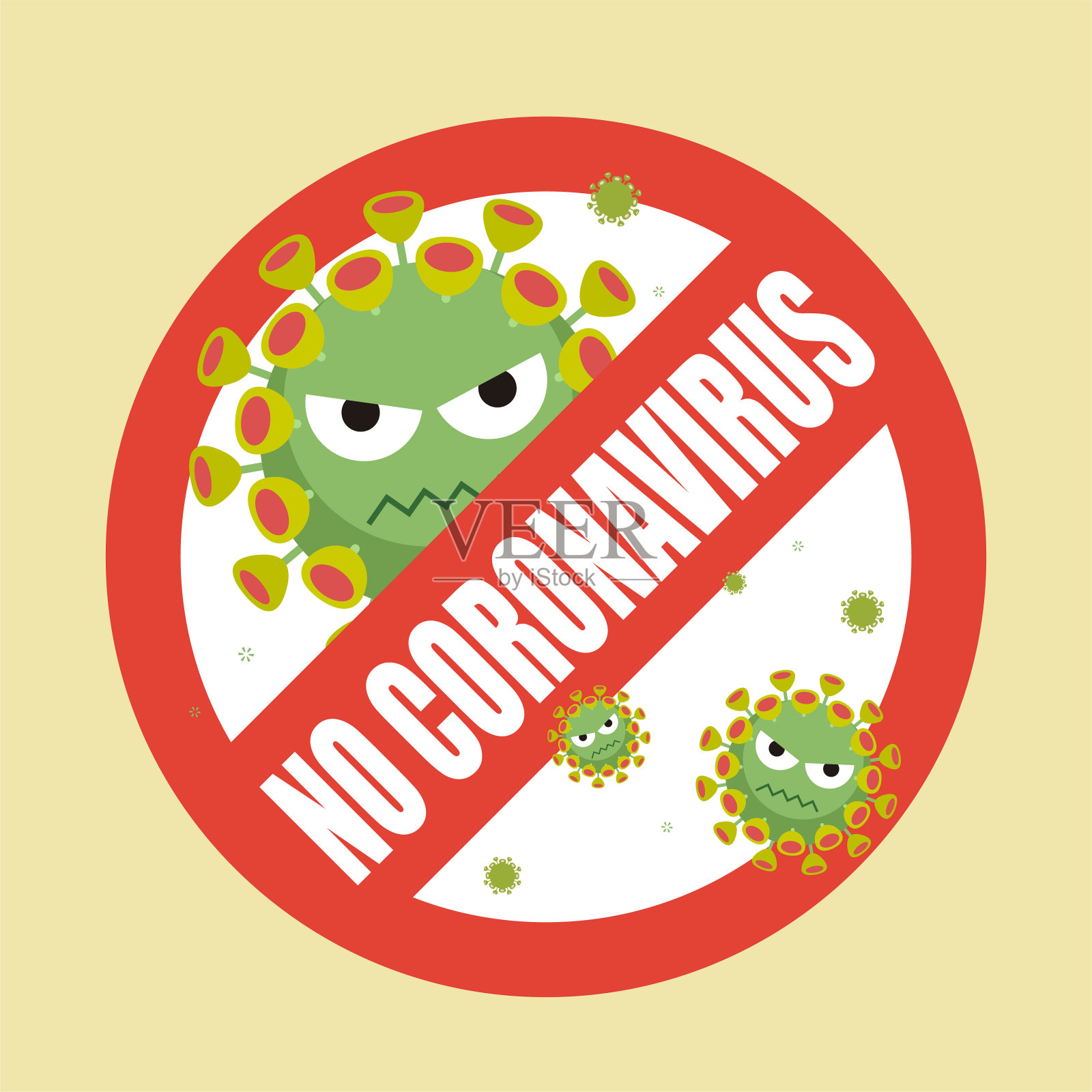 冠状病毒禁止标志插画图片素材