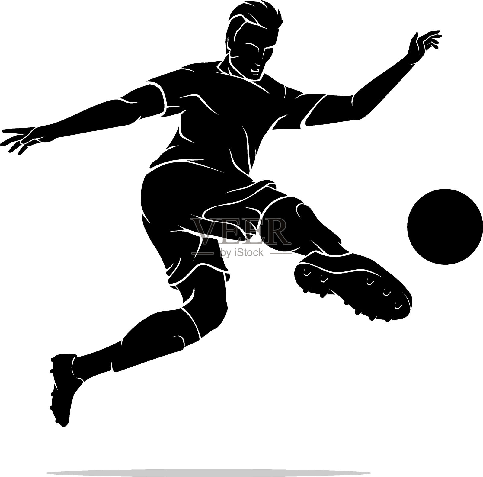 足球剪刀踢，运动运动员剪影插画图片素材