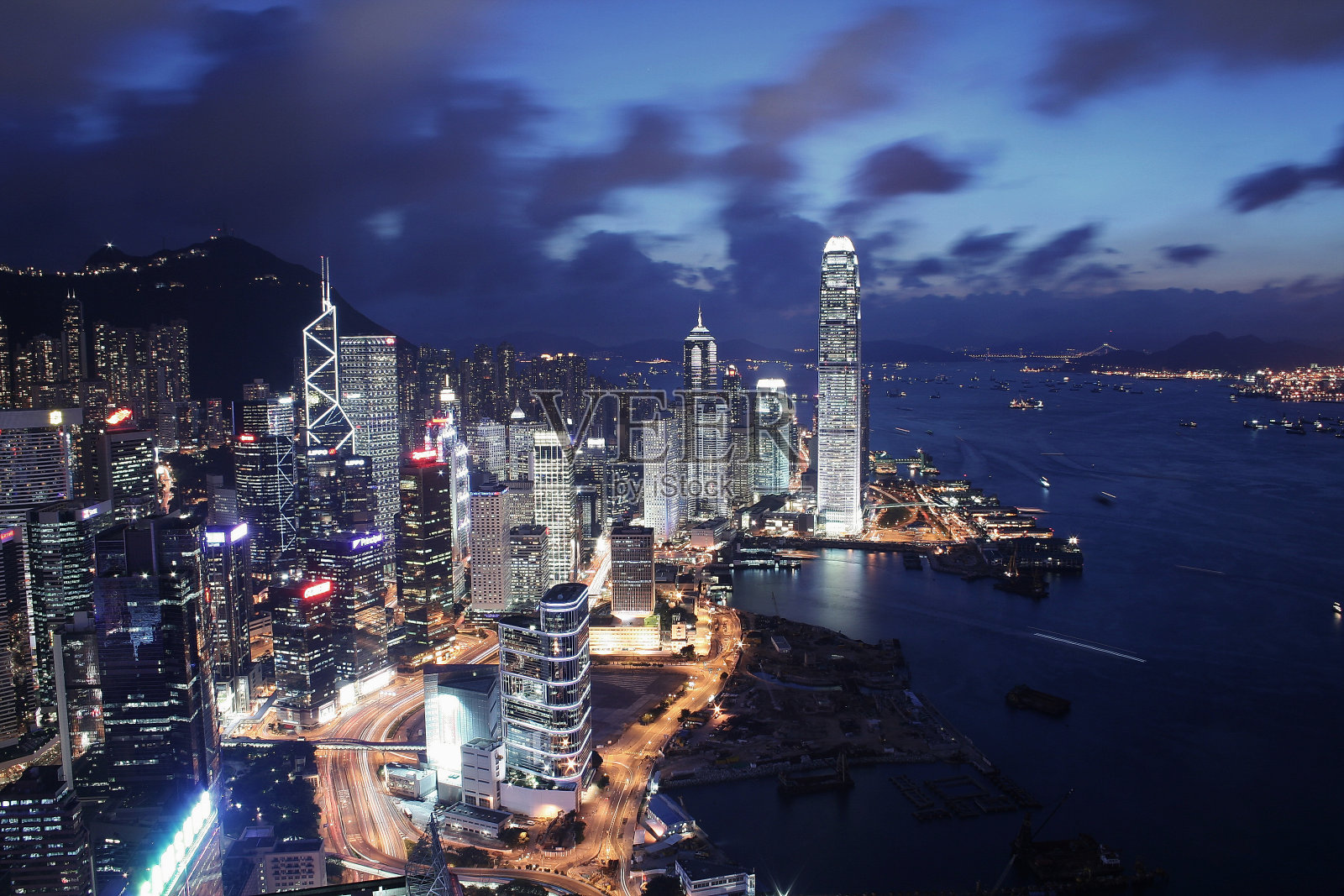 香港城市夜景高角度观照片摄影图片