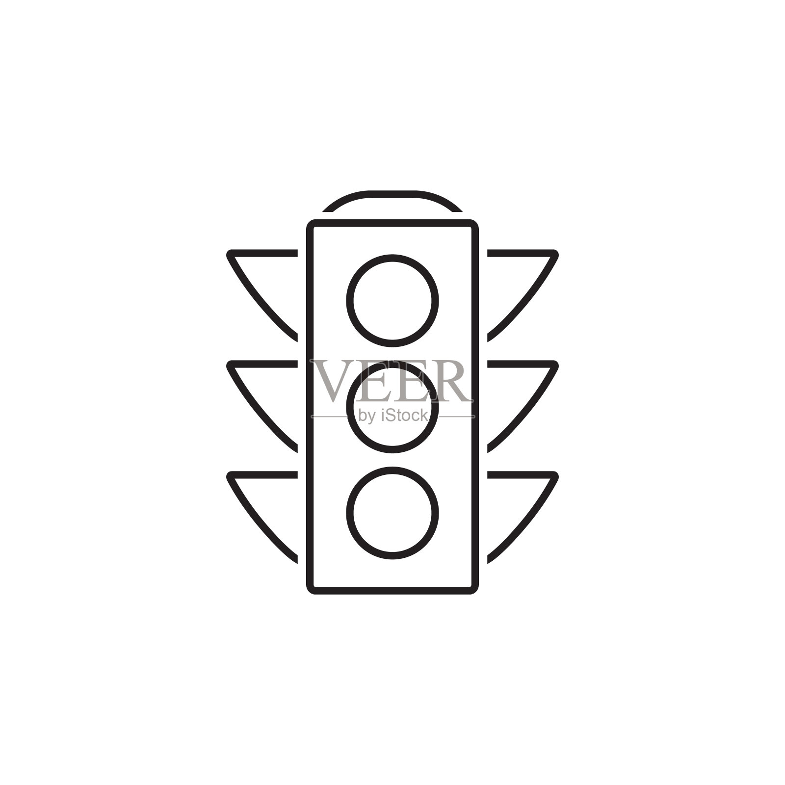 矢量交通灯线图标上的白色设计元素图片