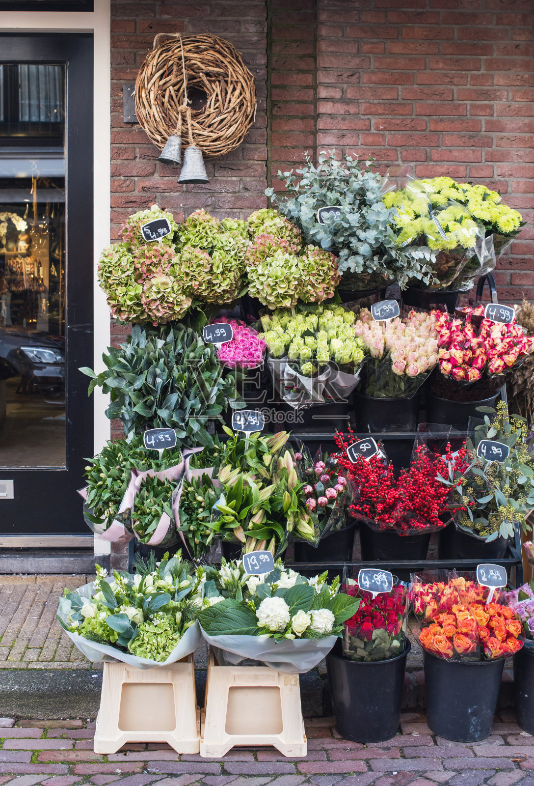 欧洲的花店。荷兰阿姆斯特丹照片摄影图片