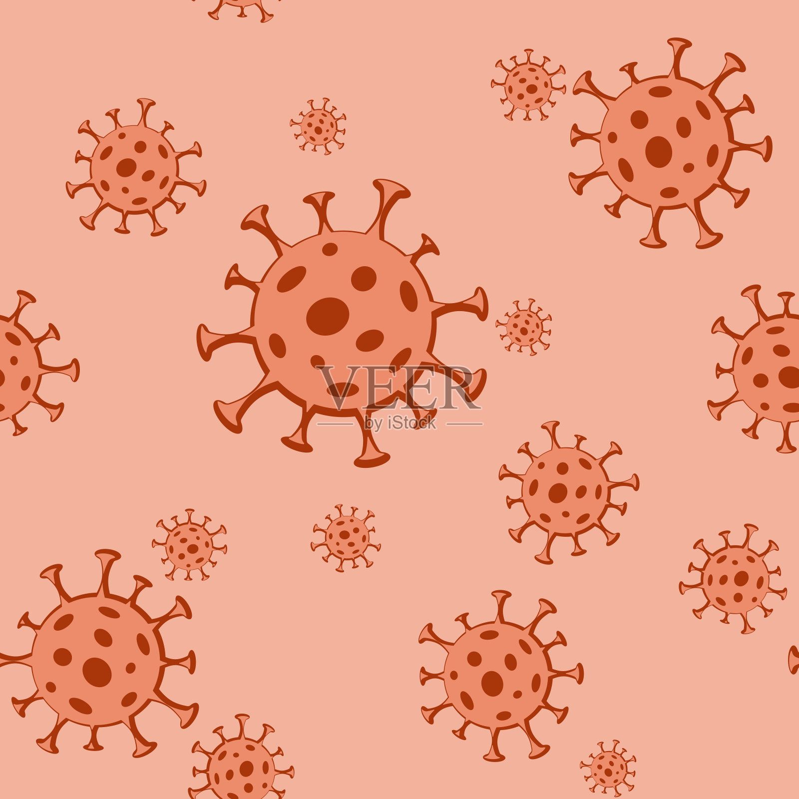 细菌病毒微生物微生物在红色背景无缝模式医学背景网站壁纸与病毒细菌微生物科学和健康主题冠状病毒载体模式插画图片素材