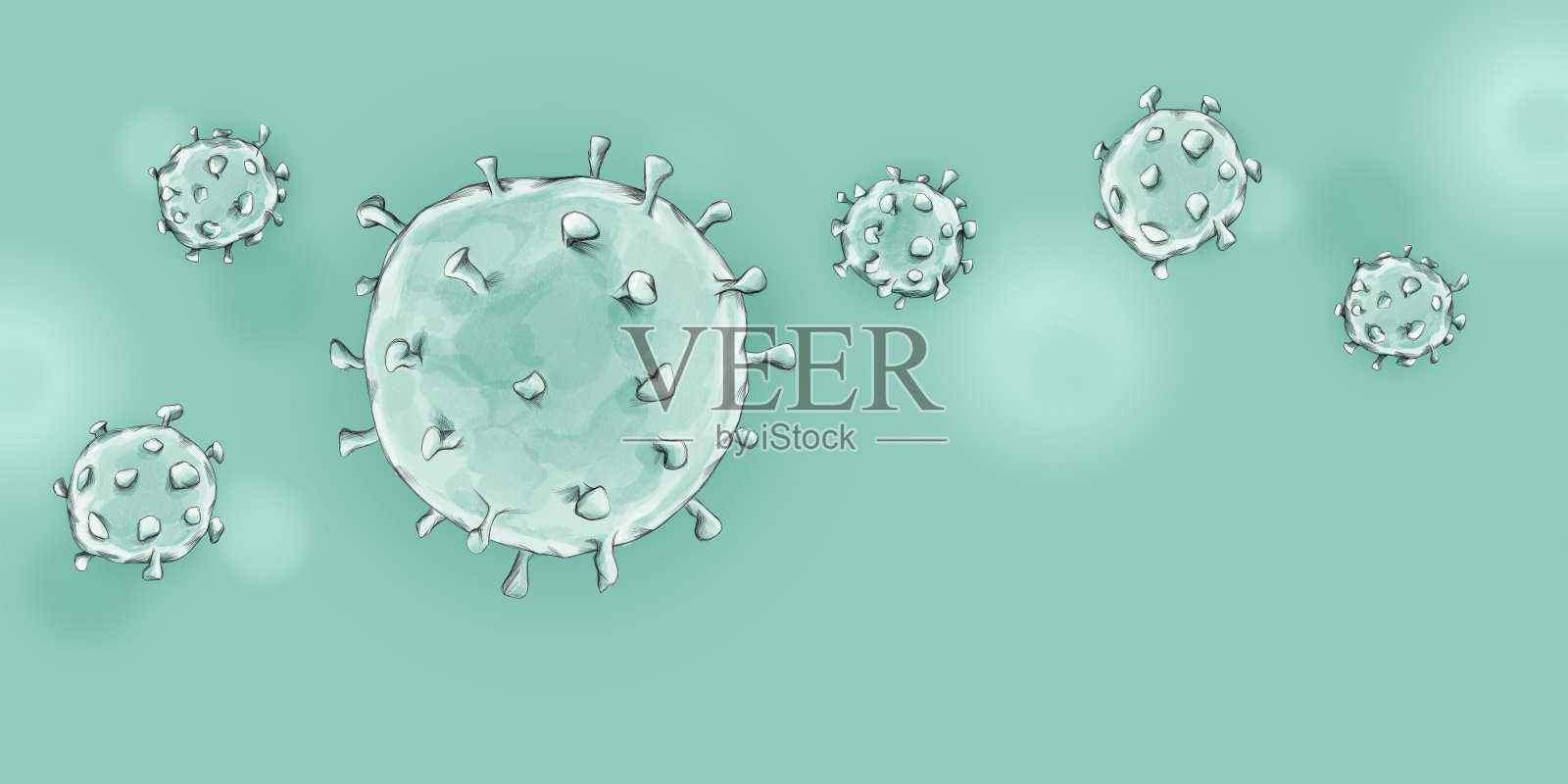 大病毒和小病毒，全景图插画图片素材