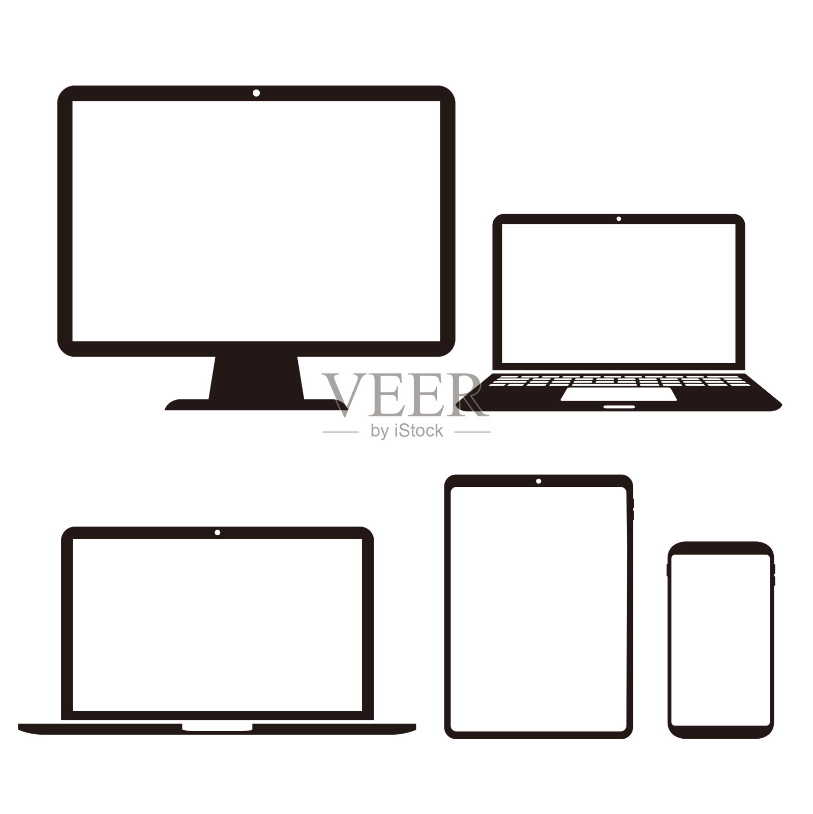PC笔记本电脑智能手机平板电脑矢量插图设计元素图片