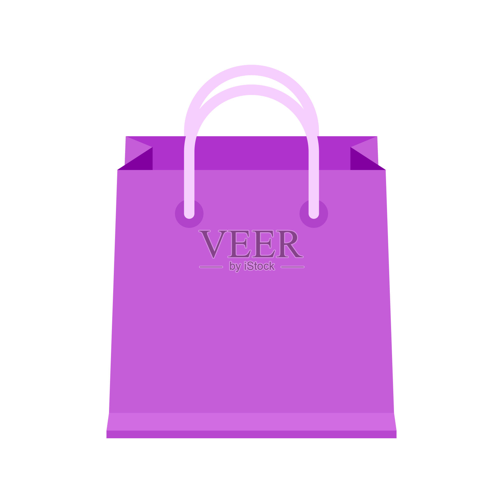 袋纸紫色为图标孤立上白色，纸板紫色处理袋零售容器，剪辑艺术包装袋紫色颜色，纸袋空白图标素材