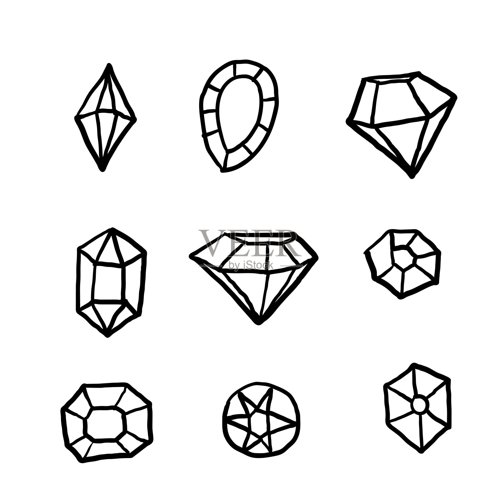 手绘宝石钻石插图矢量孤立插画图片素材